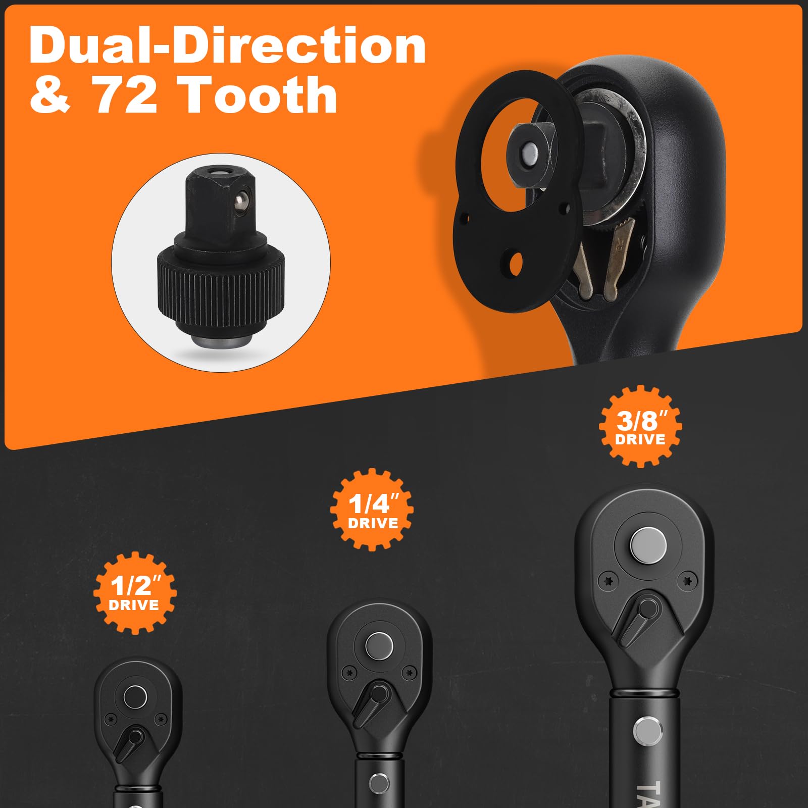 Set di 3 chiavi dinamometriche, 1/4, 3/8, 1/2", calibrazione ad alta precisione ± 3% per biciclette, moto, automotive, meccaniche