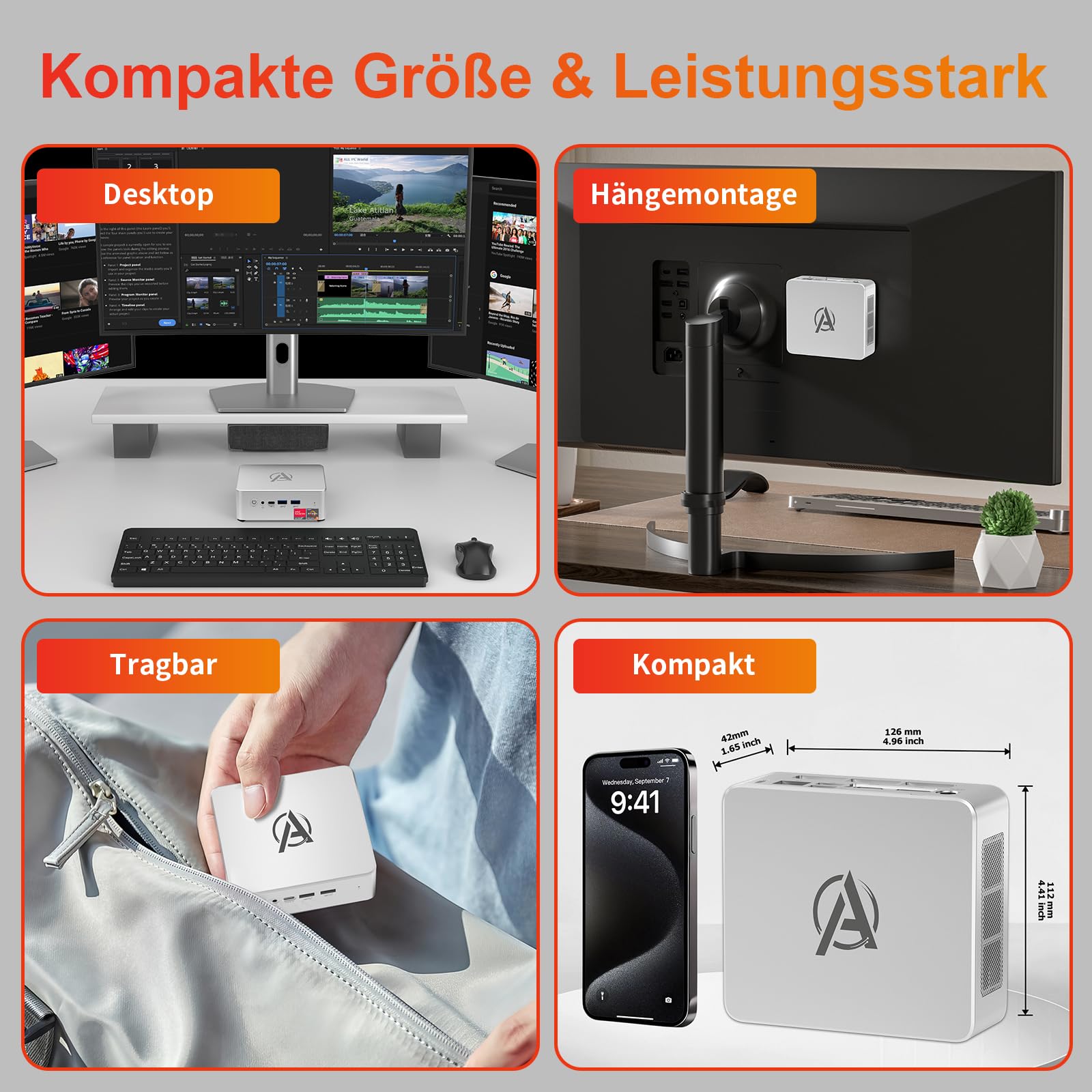 AWOW Mini PC AMD Ryzen 5 7430U (6 rdzeni, do 4,3 GHz), 16 GB DDR4, 512 GB PCIe 3.0 SSD, karta graficzna Radeon, wyświetlacz 4K 1000 m LAN, WiFi 6, BT 5.2