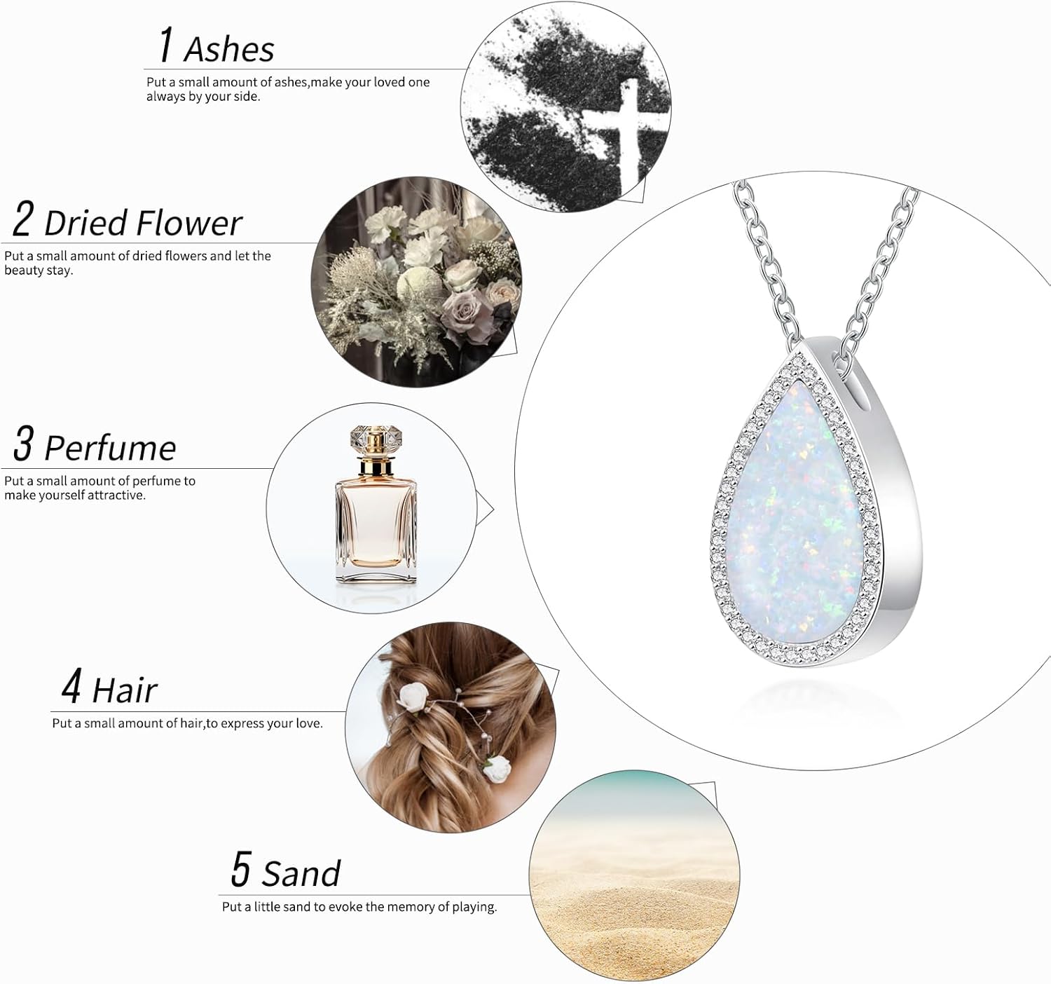 925 Sterling Silver Cremation Jewelry for Ashes Teardrop Urn Locket Jewelry for Ash Keepsake Urns Pendant Necklace for Ashes Memorial Jewelry Gifts - Image 6