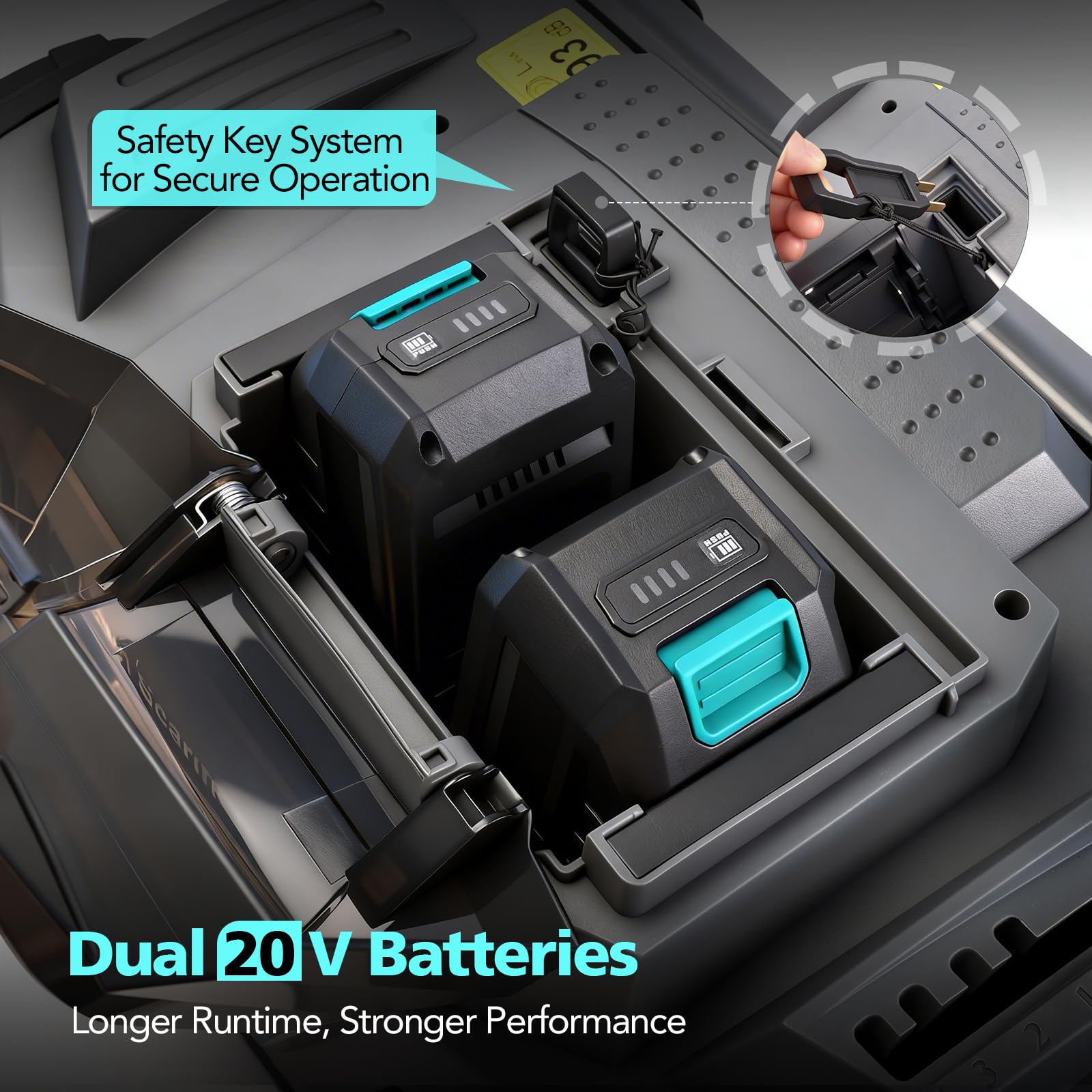 BLUEMARS Scarificatore e aeratore per prato senza fili da 40 V, rastrello elettrico e rastrello per rimuovere l'erba, 50 l, larghezza di lavoro 38 cm, 2 batterie da 20 V e doppio caricabatterie