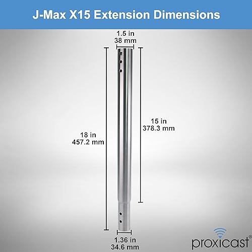Miniatura 6 de Poste de extensión de acero inoxidable de 15 pulgadas para soportes de antena Proxicast J-Max (ANT-800-X15)