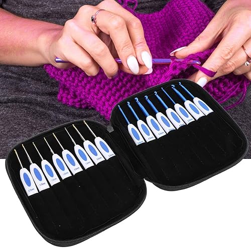 Miniatura 2 de Tgoon Juego de ganchos de ganchillo, ganchos de ganchillo de aluminio blanco hechos de plástico y metal, herramienta de tejer bricolaje gancho de