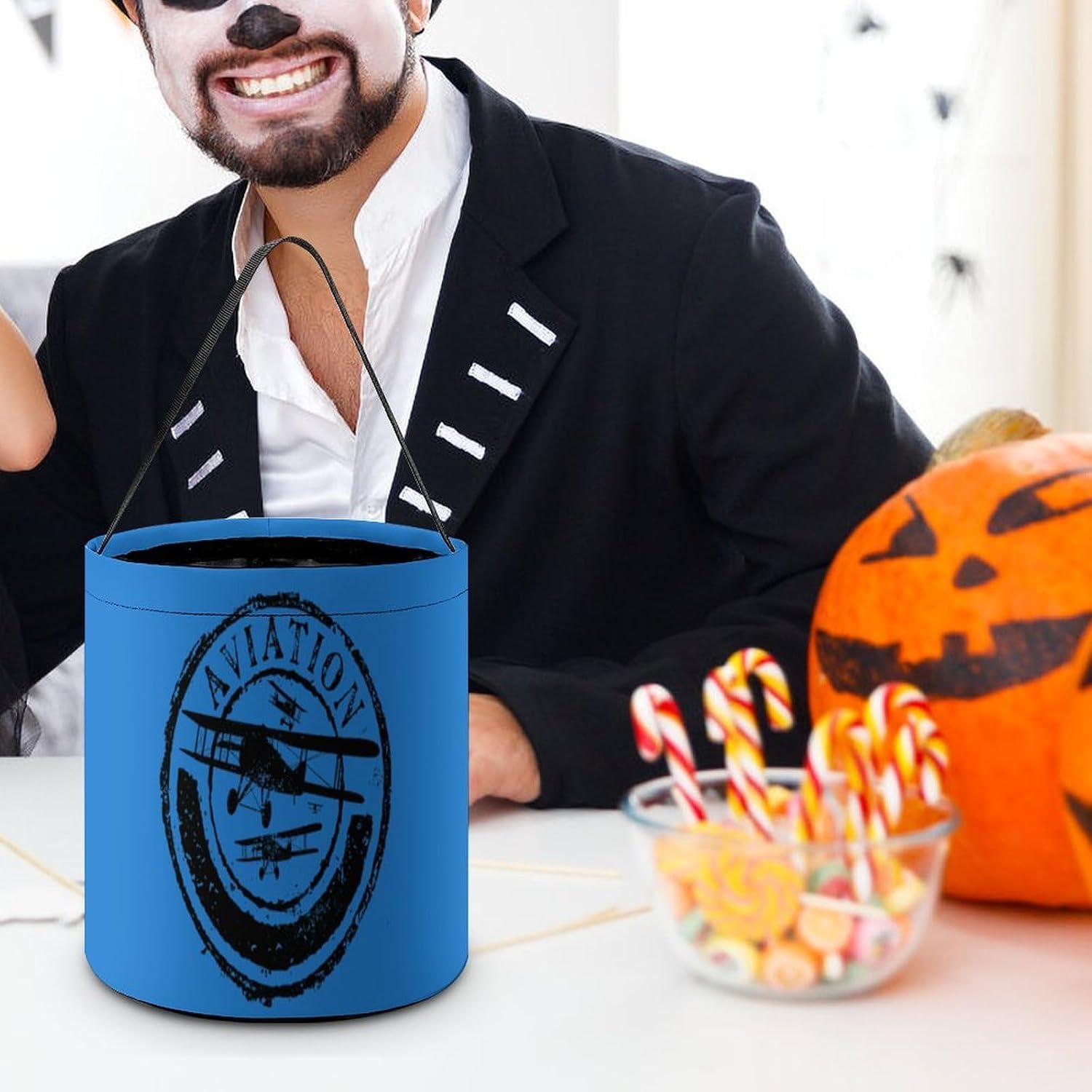 Aviation And Airplane Halloween Treat Bag Reusable Candy Basket Tote Goody Bags Gift Party