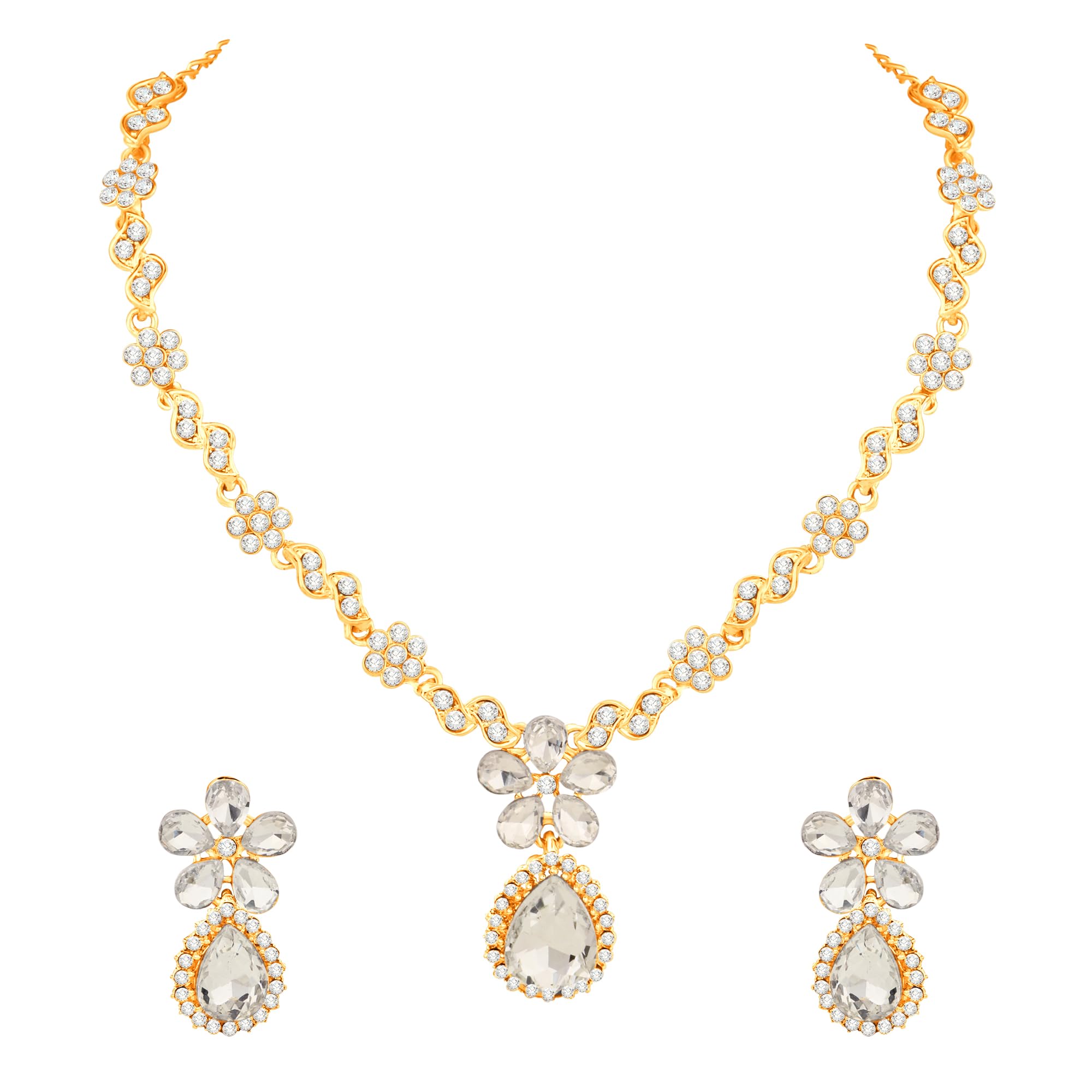 Atasi International Solitaire Stylish Gold Plated AD Diamond Necklace Jewellery Set for Women/Girls for Wedding, Party, Engagement, and Festive (AG5809) (B0CHPDNT3Z) Amazon Price History, Amazon Price Tracker