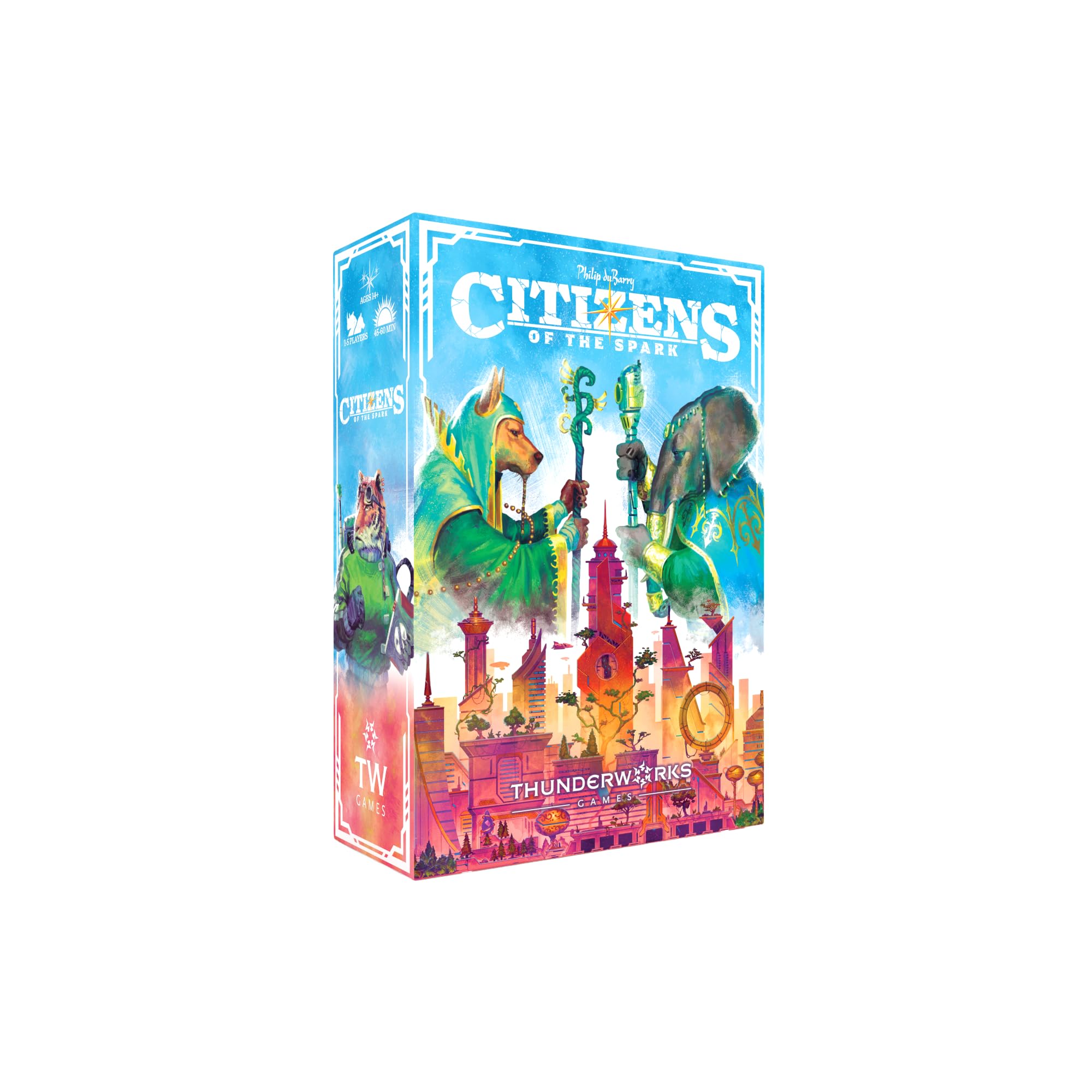 Citizens of The Spark Board Game | Smart Combos Strategy Card Writing Game | Competitive Tableau Builder | Fantasy Sci-Fi Animals | 1-5 Players