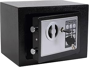 Yuanshikj Safe Box with Electronic Keypad, Small Hidden Steel Security Lock Box with Key, 0.23 Cubic Feet, 9.05" W x 6.69" D x 6.69" H, for Jewelry Gun Cash Use Storage money (BLACK)