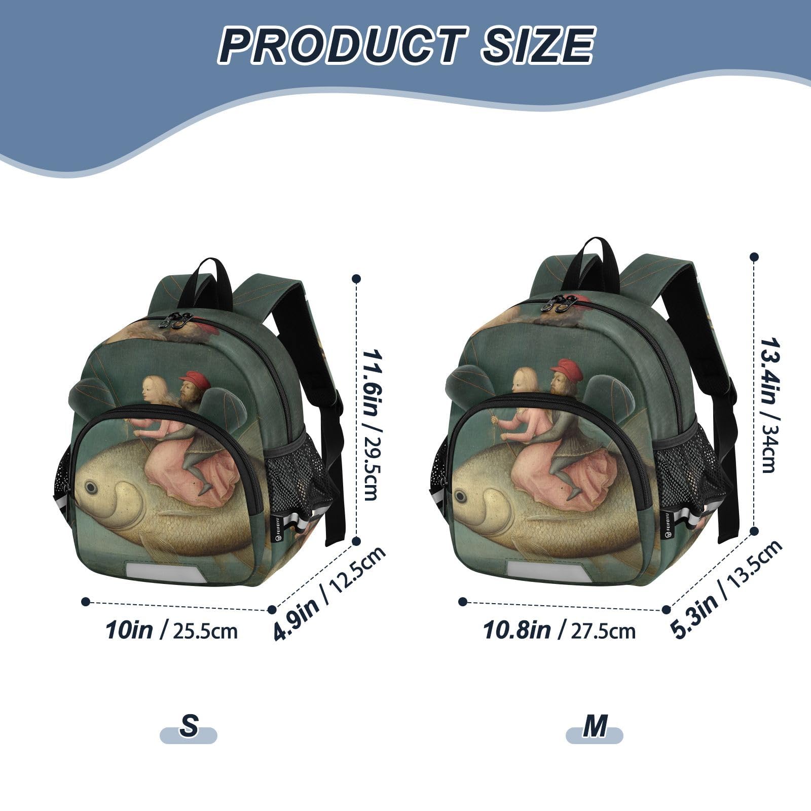 Couple Riding Carp Teal Toddler Harness Backpack for Boys Girls 3-6 Years Kids Backpack with Anti Lost Safety Leash Baby Harness Bookbag for Preschool Travel Walking