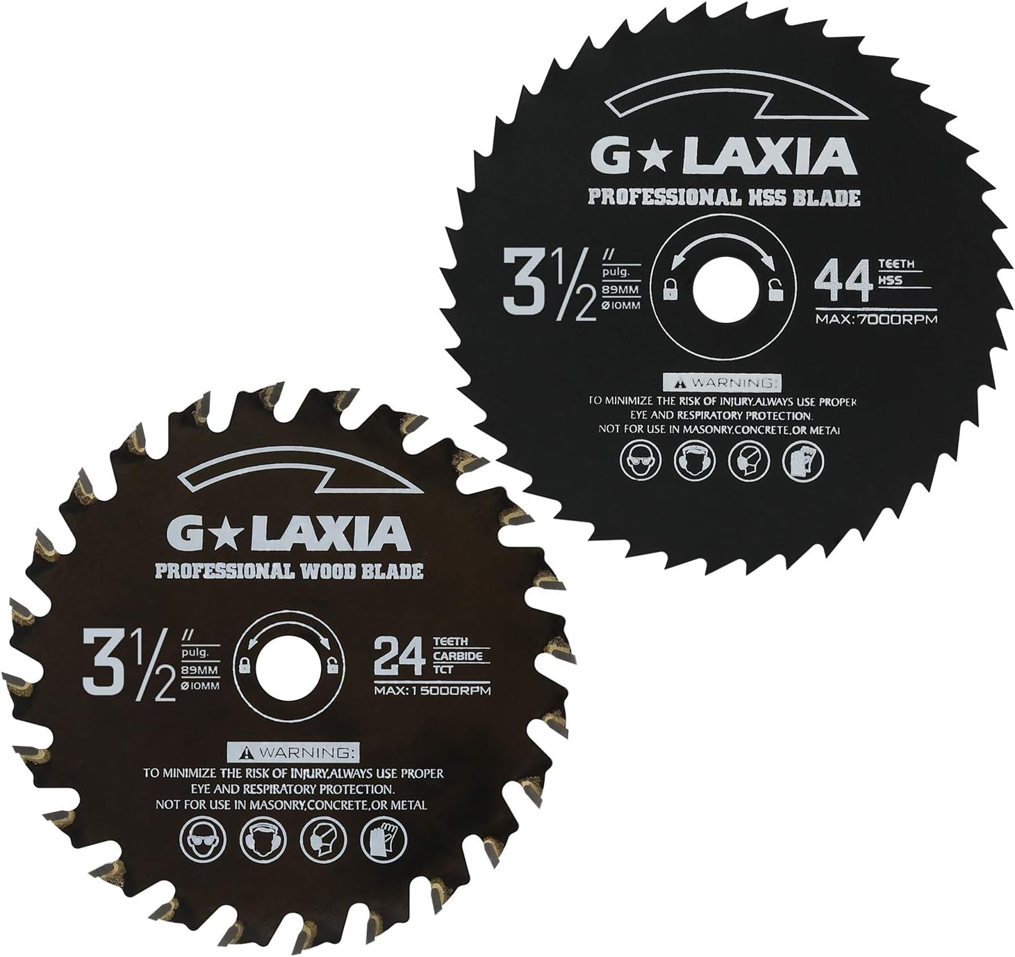 Professional Circular Saw Blades 3-1/2" (89MM) of 24T and 44T, Material TCT and HSS, Wood and Non-Ferrous Metal Mini Circular Saw Blade for General Purposes(Pack of 2)