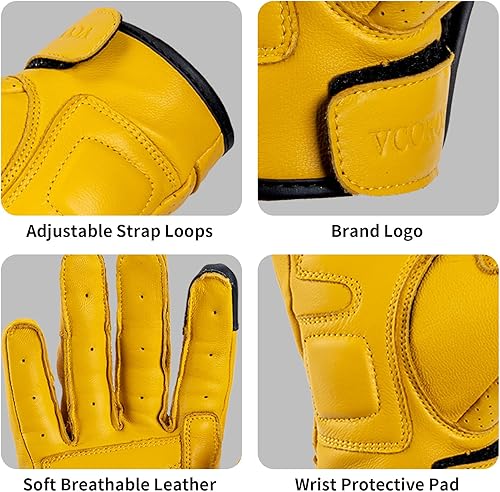 Miniatura 7 de VCOROS VG20 Guantes de piel auténtica para motocicleta con pantalla táctil para adultos carreras de carretera crucero motero ATV Powersport con