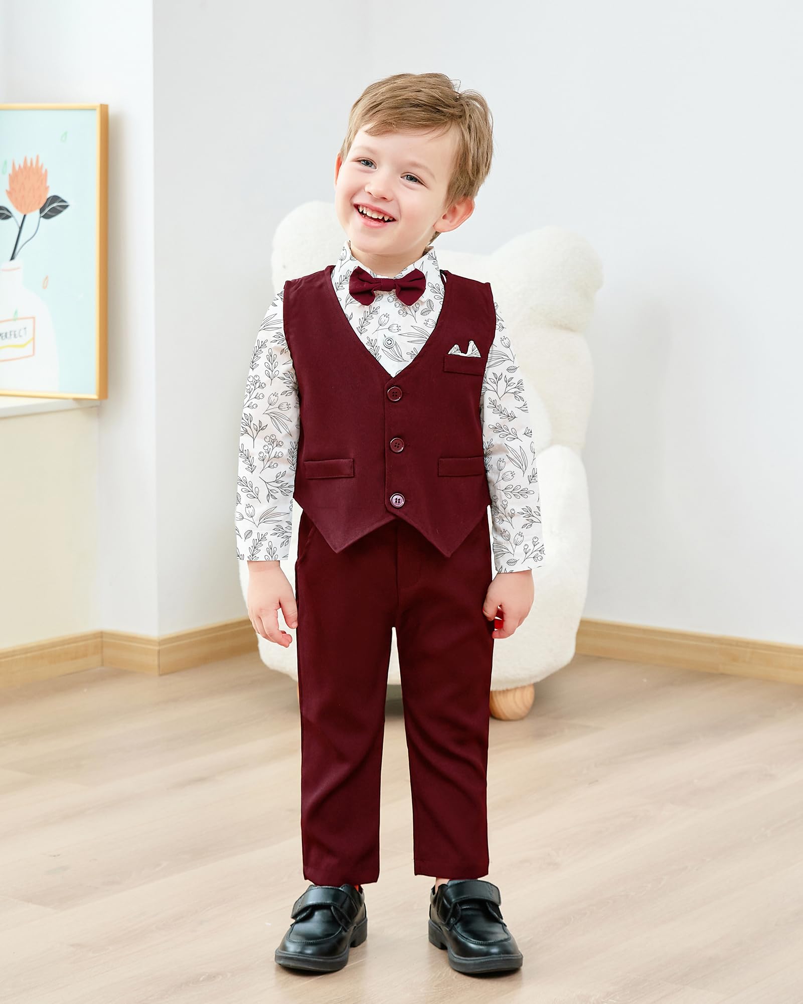 Traje de ropa para bebé niño de 12 meses a 5 años, camisa de vestir formal + pajarita + pantalones de tirantes para caballero