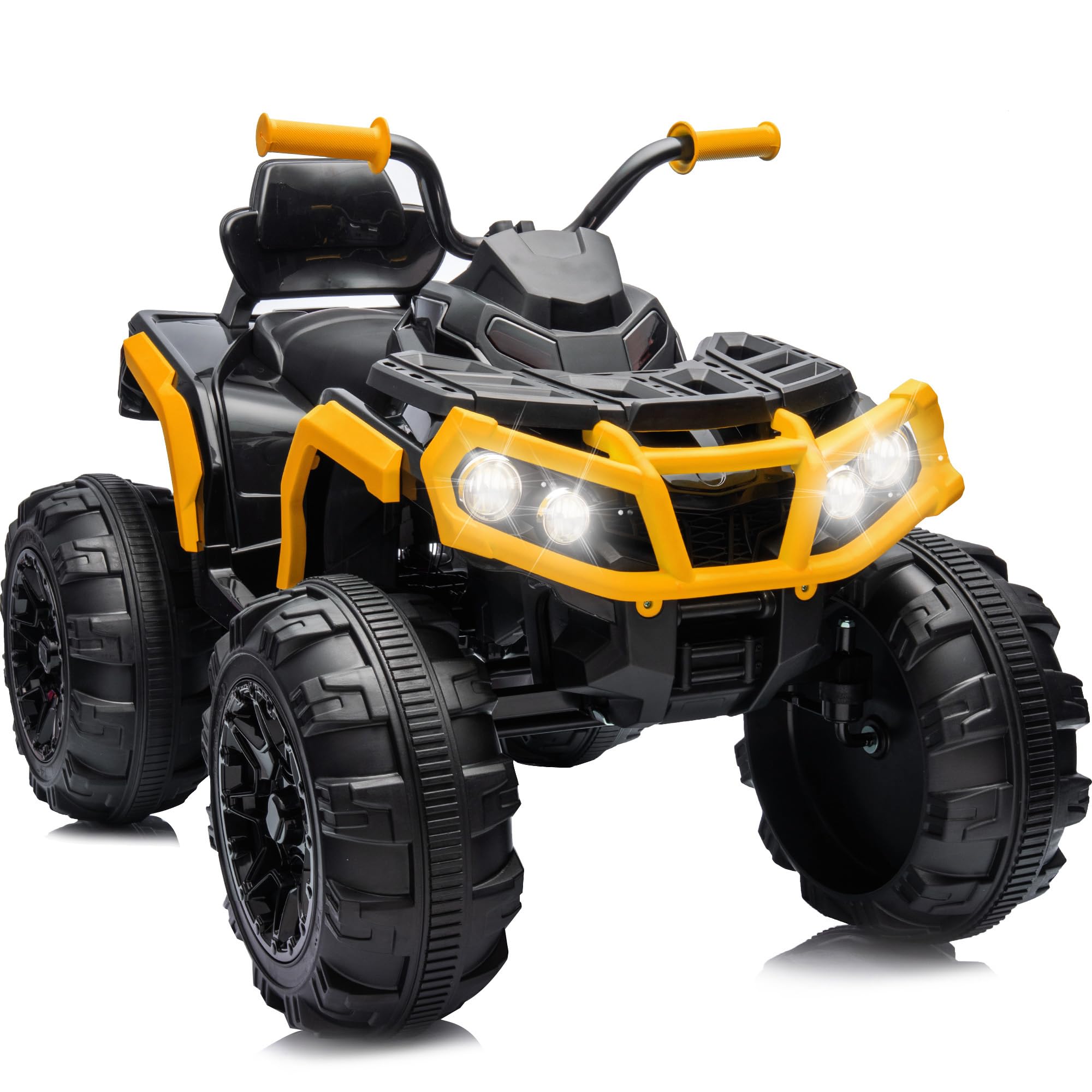 Hikiddo Kids ATV 4 Wheeler, 24V Electric ATV Ride On Toy for Big Kids, 400W Motor, LED Lights - Yellow
