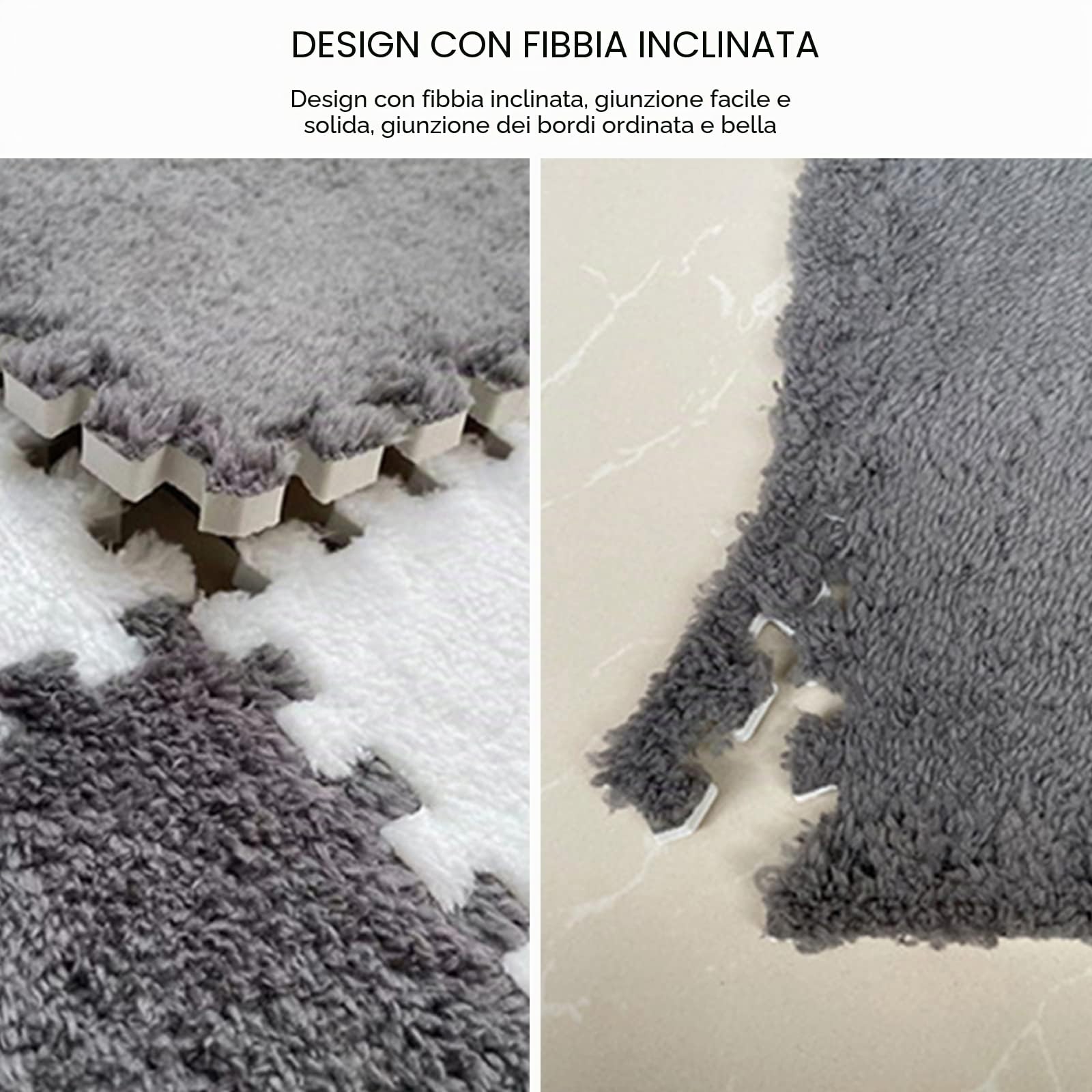 Piastrelle in schiuma a incastro 30x30 cm per tappeti, grigio, 10 pezzi