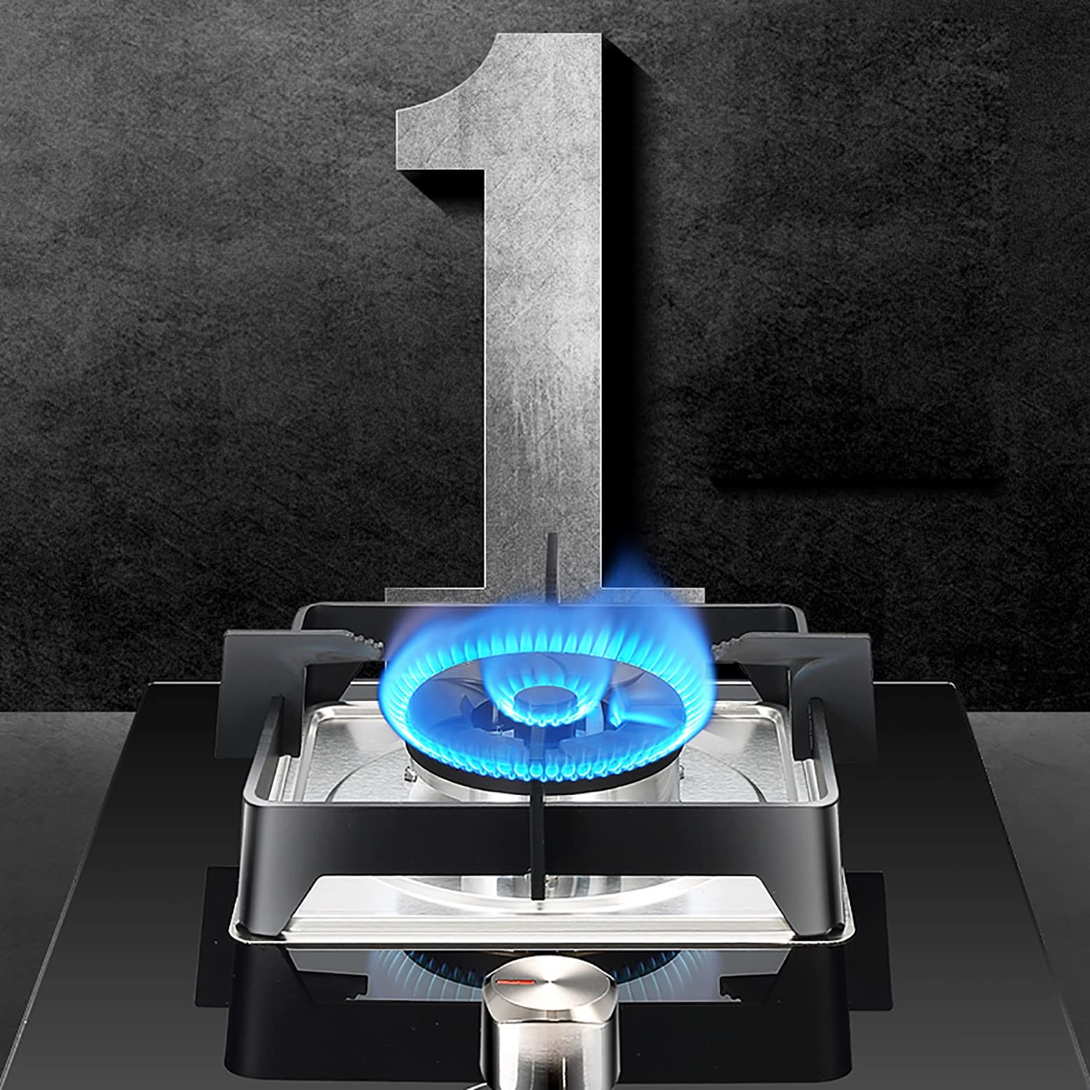 Placa de Gas de un Solo Quemador, Placa de Gas ignífuga integrada con recordatorio Anti-Quemaduras, Placa de Gas de Vidrio Templado Negro, para Vida compacta, Cocina, Camping o Caravana,