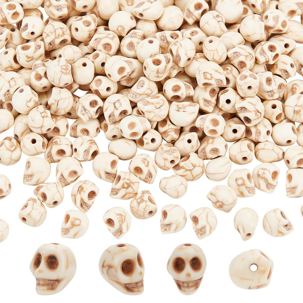 Perles turquoises tête de mort en imitation de nacre pour bijoux durables