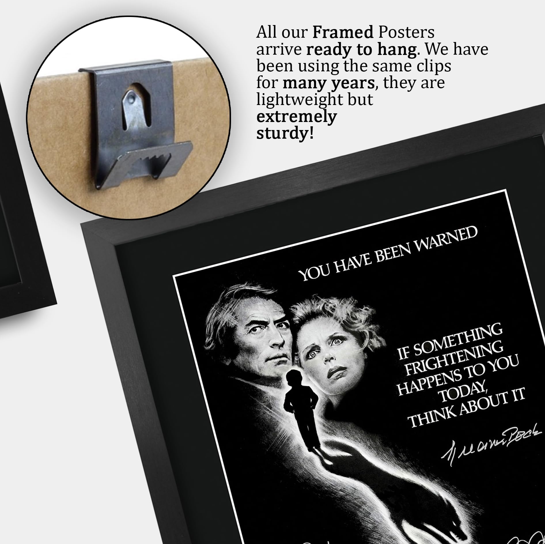 HWC Trading FR A3 The Omen (1976) Geschenke Geduckter Poster Signiertes Autogramm Foto für Fans von Film Memorabilien - A3 Gerahmt