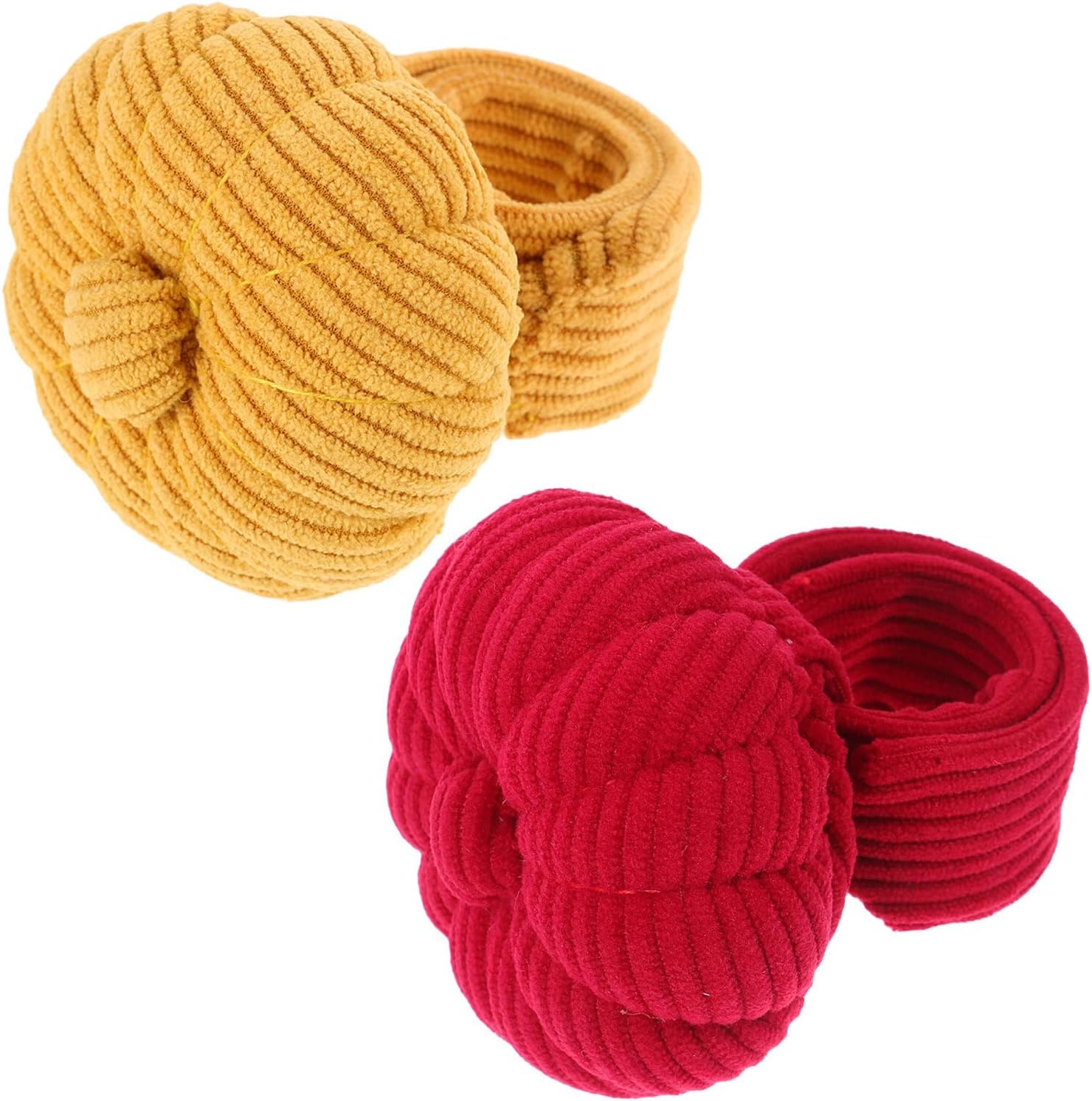 OHPHCALL 2pcs Wrist Pin Cushion Ring Pumpkin Shape Sewing Needle Holder Bracelet for Embroidery and Cross Stitch DIY Crafts Red and Dark Yellow Snap Pincushions
