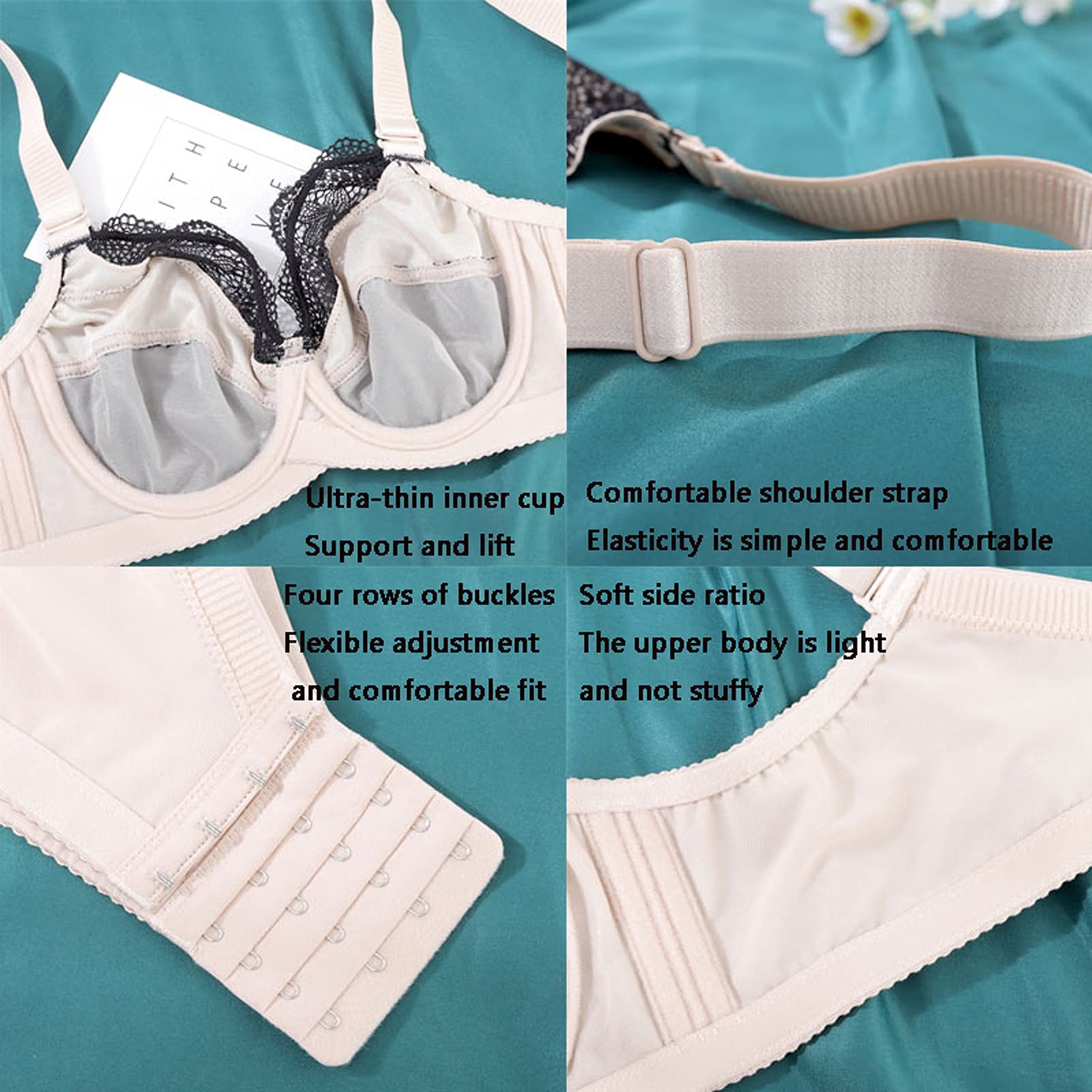 Sujetadores de figura completa para mujer, Minimizer Push Up Sexy Ultra Thin Lencería Bralette de cobertura completa con aros (color: blanco, tamaño: 90E)