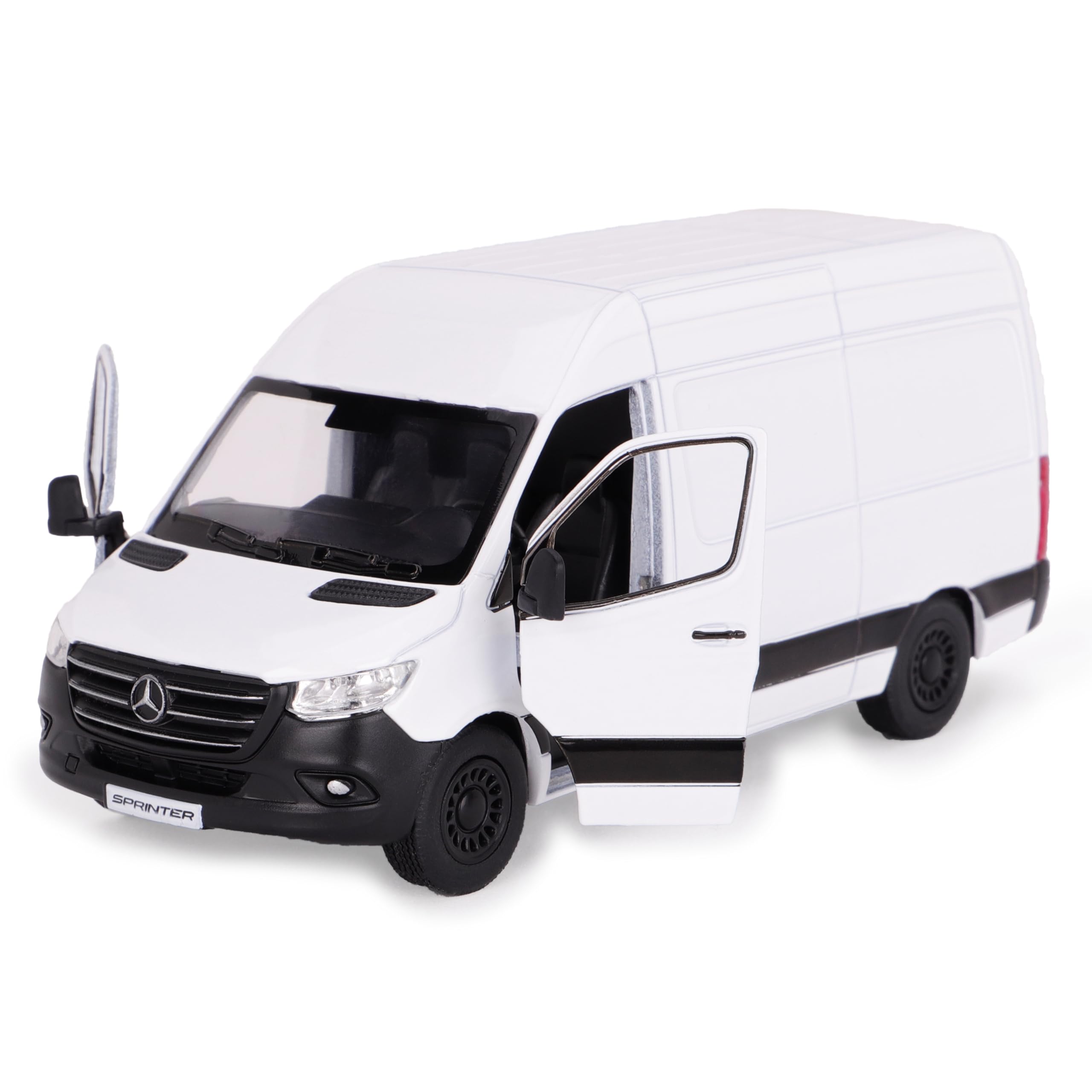 Toyland® 12 cm Pull Back & Go Die Cast Bianco Sprinter Van con porte apri e chiudi - Veicoli giocattolo - Scala 1:48