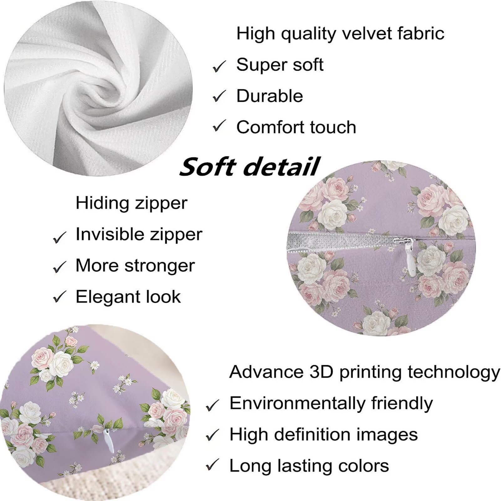 Viola Federe Cuscini Divano 50x50cm, Cuscini da Esterno Set de 4, Cod-30 | Velour Copricuscini Decorativi Letto Arredo, per Letto, Soggiorno, Giardino, Esterno, Casa Decorazione Set di 4 Fiore