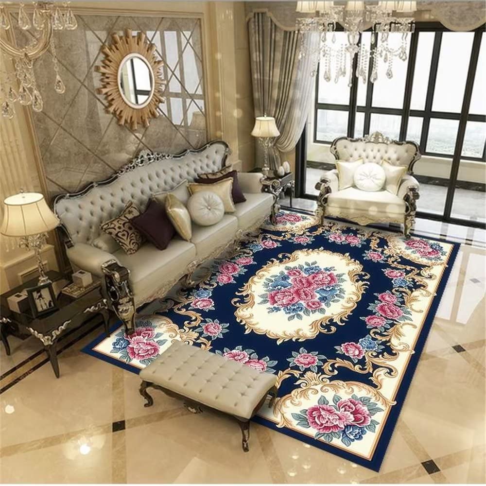 Tapis lavable en machine 140x200cm antidérapant à motifs fleurs