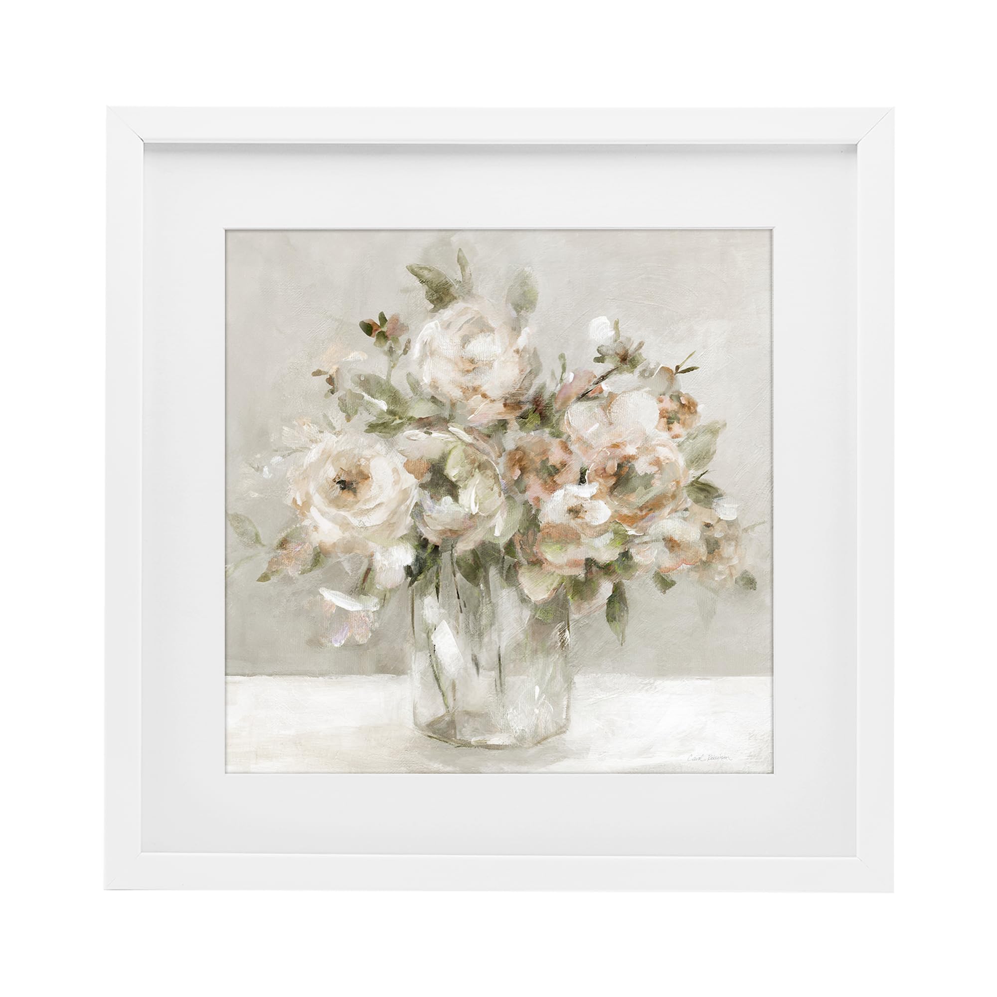 'Soft Neutral Floral Still Life'| Framed Print Under Glass