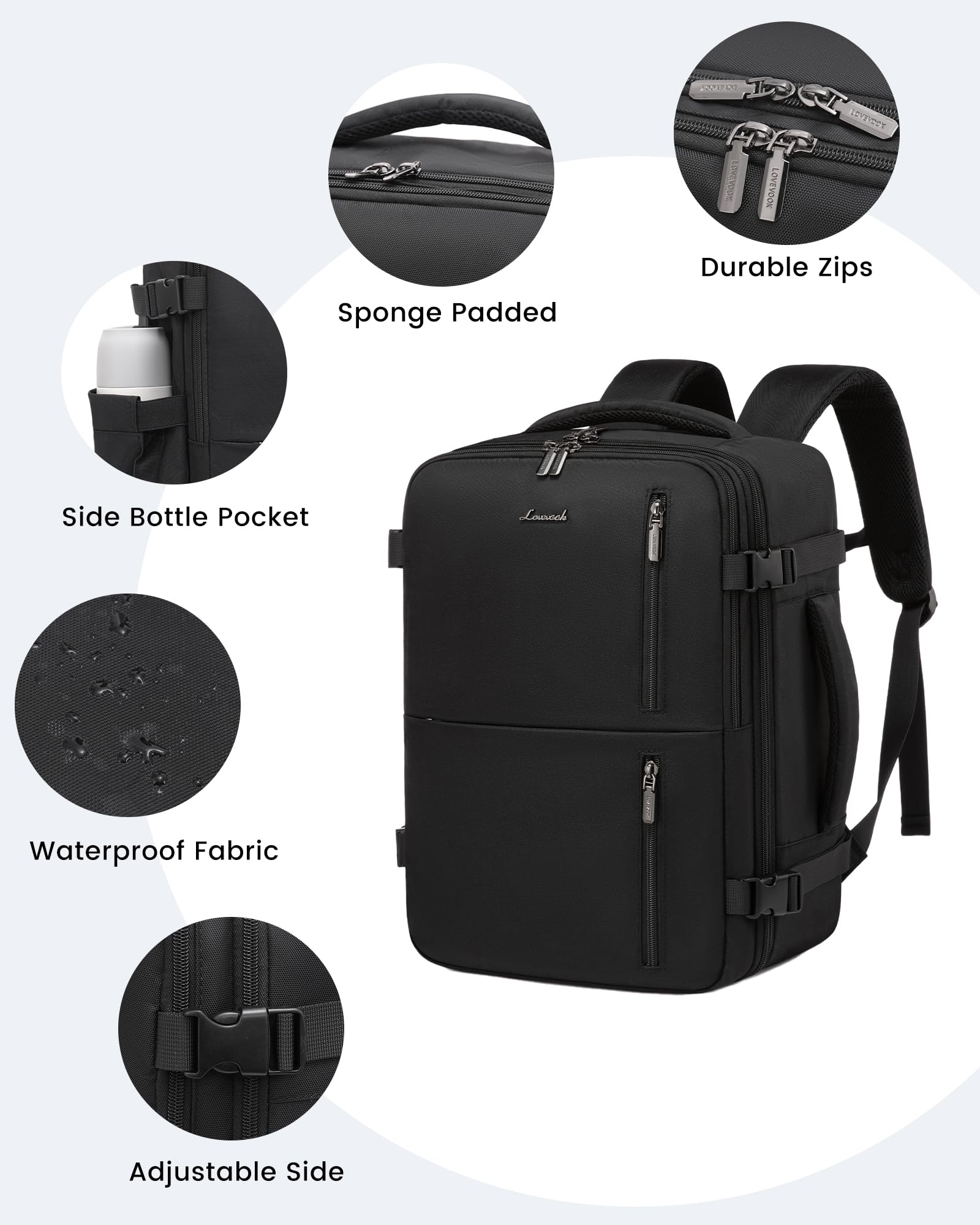 LOVEVOOK Ryanair - Zaino da viaggio da 40 x 20 x 25 cm, da viaggio, da 20 l, leggero, piccolo, per Eurowings Wizz Air Easyjet Fligh