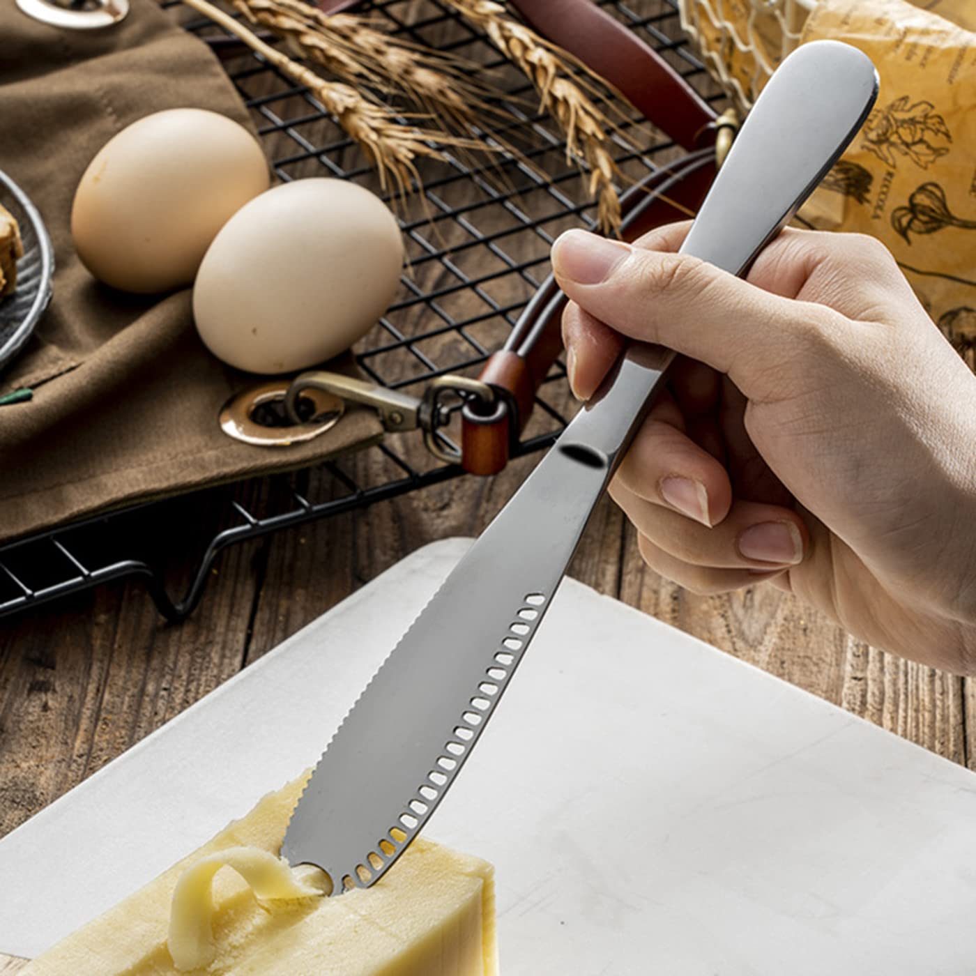 pepplo® Butter Knife with Holes, Thickened Stainless Steel Butter Spreader Knife, Multifunctional Butter Knife for Cold Butter, Spread that Butter Knife 3- in- 1 Kitchen Gadgets(1PCS, Black) 1