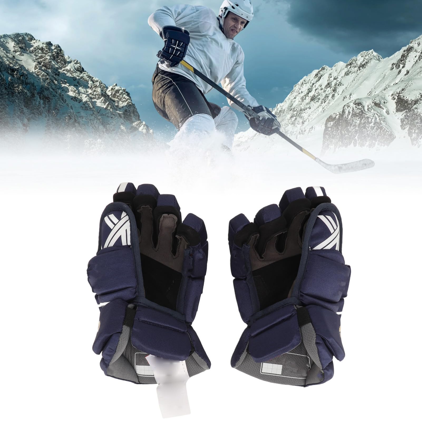 1 paire de gants de hockey sur glace, gants de hockey sur gazon, gants de joueur de hocky bleus pour adultes âgés et jeunes