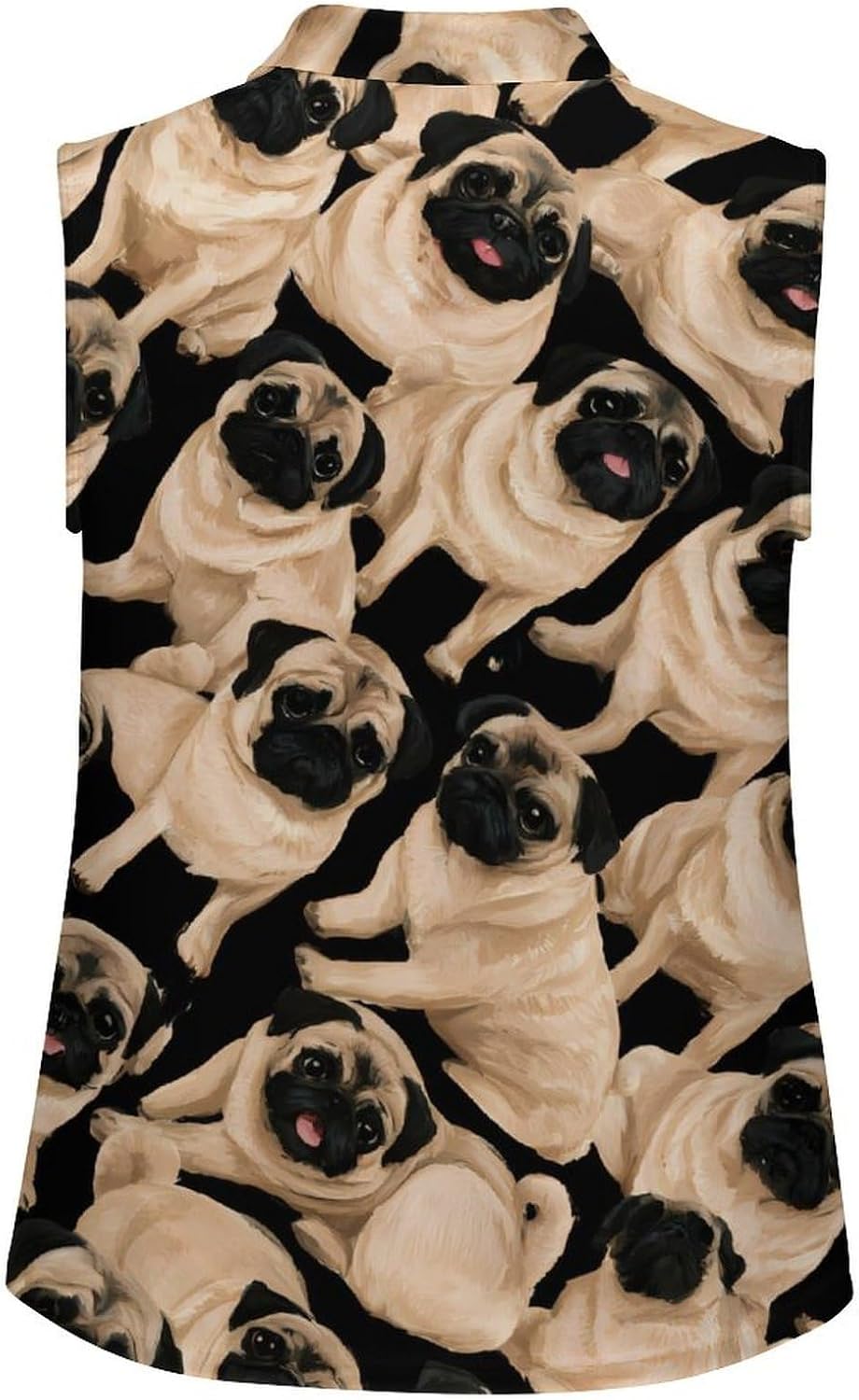 Pug Dogs Women Sleeveless Collared Golf Polo Shirt | V Neck Tank Top,Breathable Tennis Shirts