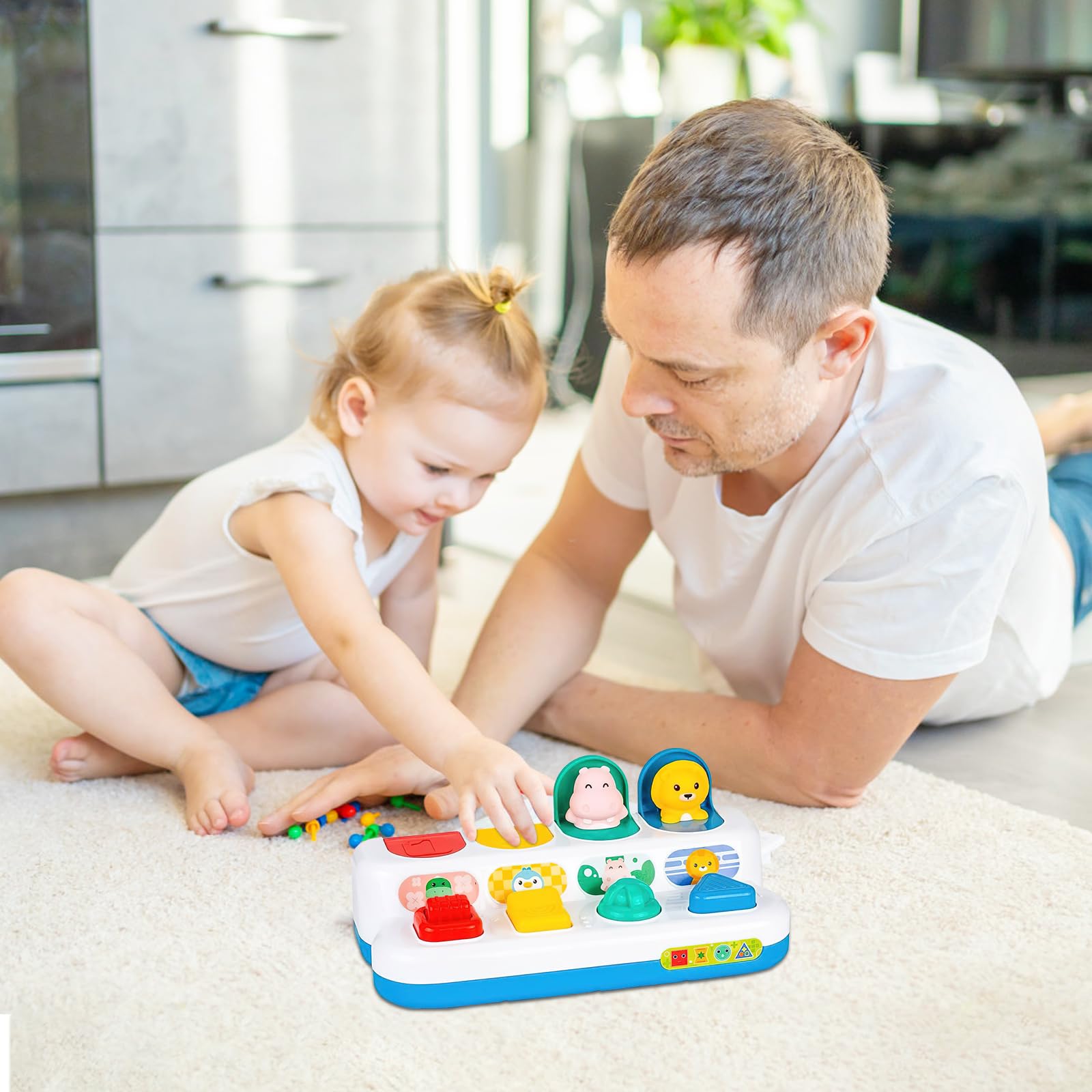 Pop up Baby Zabawka od 12 miesięcy, Montessori Zabawka od 1 roku Zabawka motoryczna od 6 miesięcy Wczesny rozwój Przyczyna & skutek Zabawka edukacyjna Niemowlęce prezenty na Wielkanoc Chłopiec