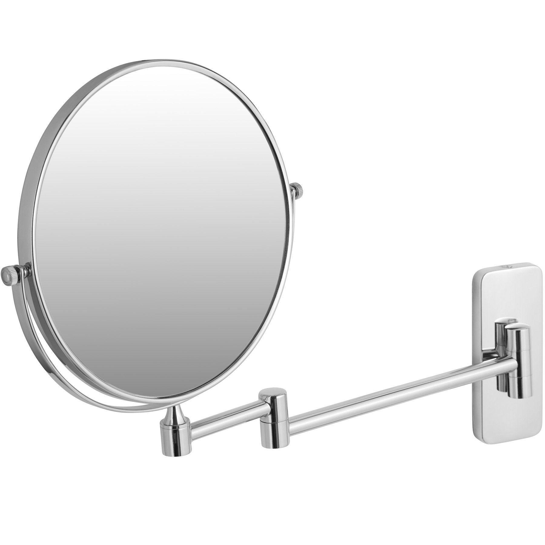 tectake® Specchio per Postazione Trucco ∅ 20 cm, Ingrandimento 7x, Specchio Ingranditore Inclinabile Estensibile a 360° in Acciaio Cromato, per Toeletta, Specchietto Trucchi Donna Bifacciale da Parete