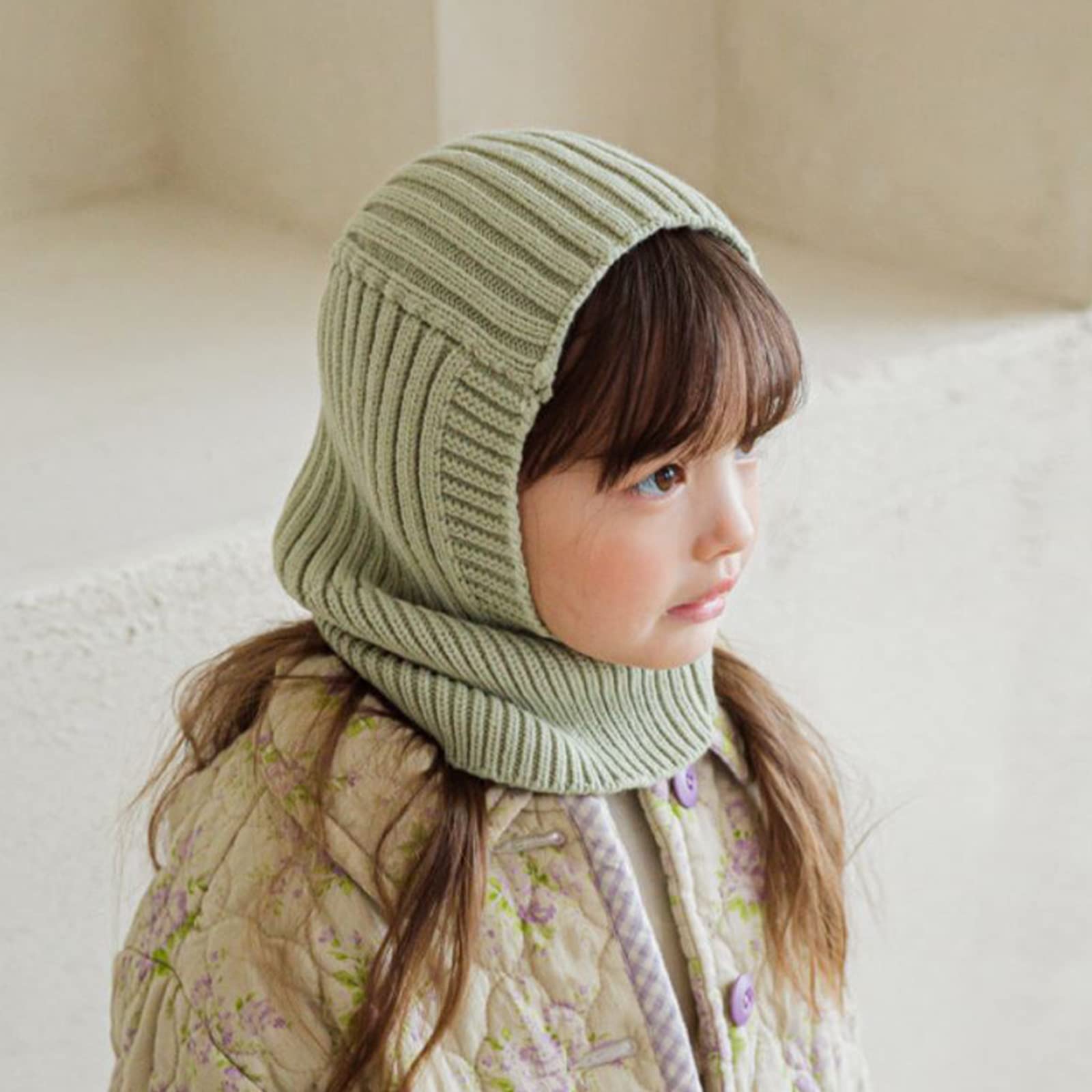 JELLYTREE Baby Knit Hat Balaclava Toddler Girls Boys Thick Knitted Fashion Scarf Warm Neck Warmer Ski Beanie, Black