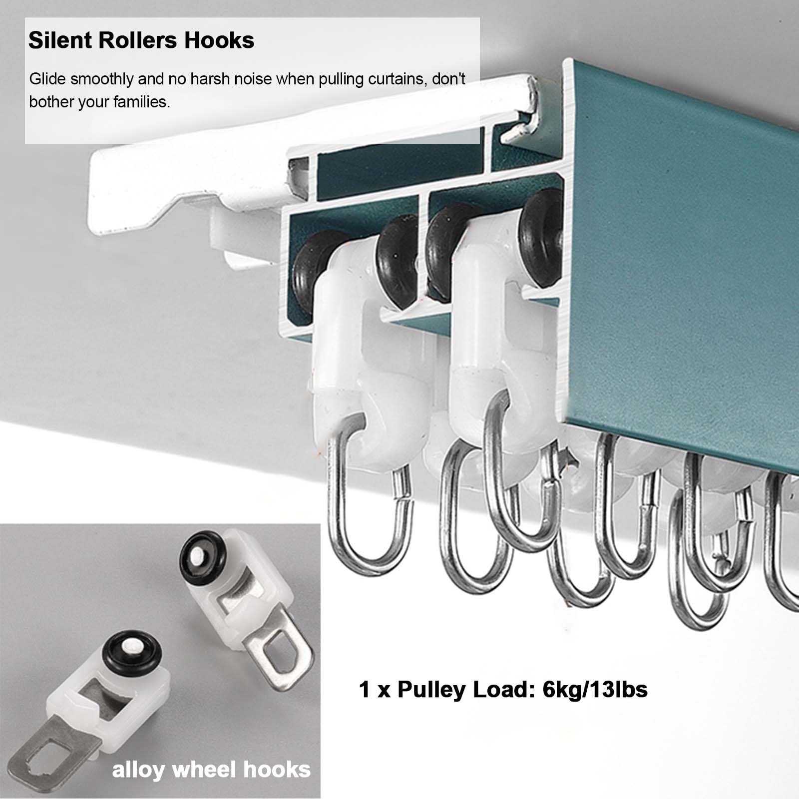 e rideau, rail de rideau droit en aluminium gris vert, butée de rechange de rail de rideau de montage au plafond, système de rail de rideau robuste pour panneaux de rideau de salon (couleur (vert 1 m)
