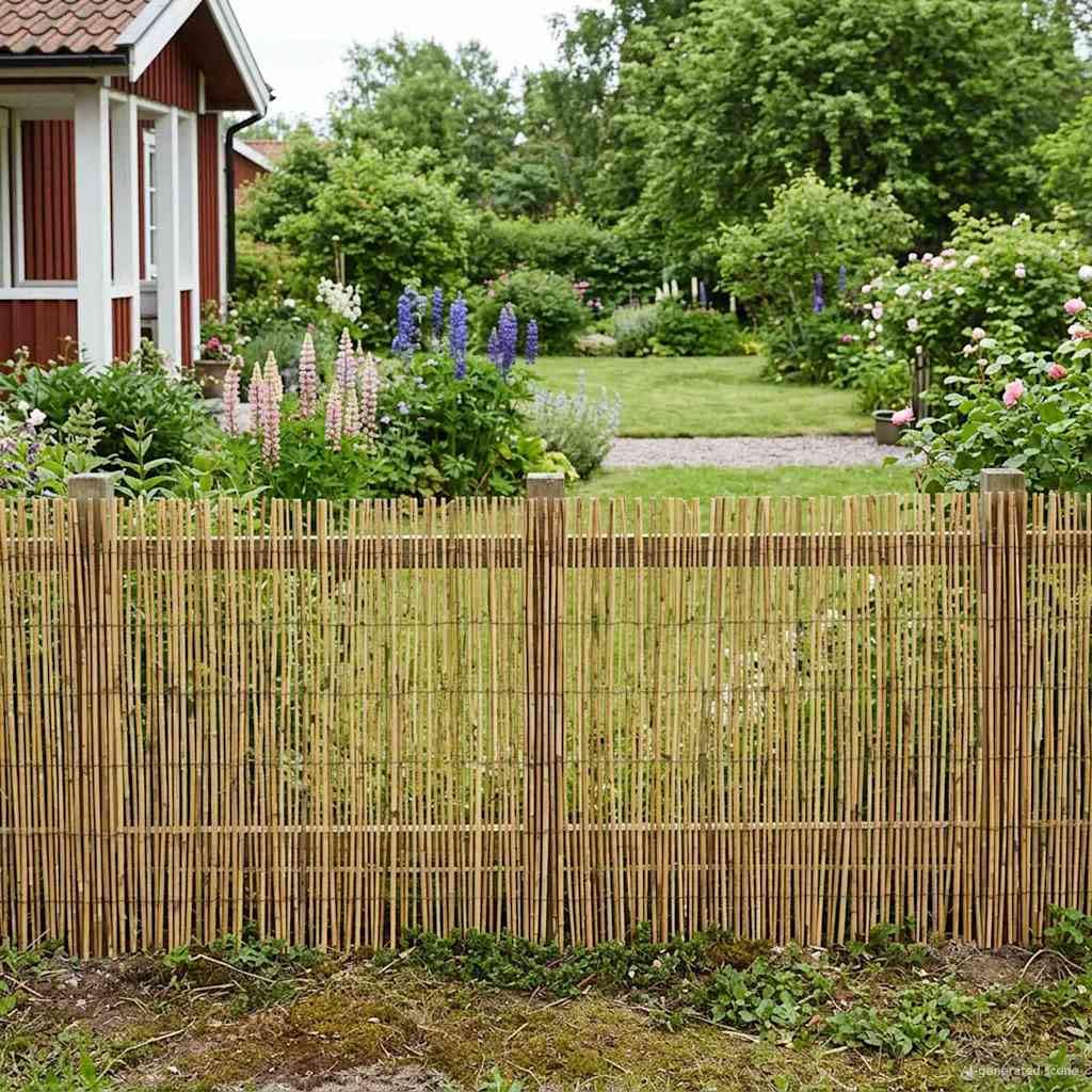 Recinzione Stuoia Giunco Carbonizzato per Giardino 400x100 cm | Ideale per creare privacy su balcone o terrazzo, questa canna naturale offre una schermatura dal vento e dal sole.