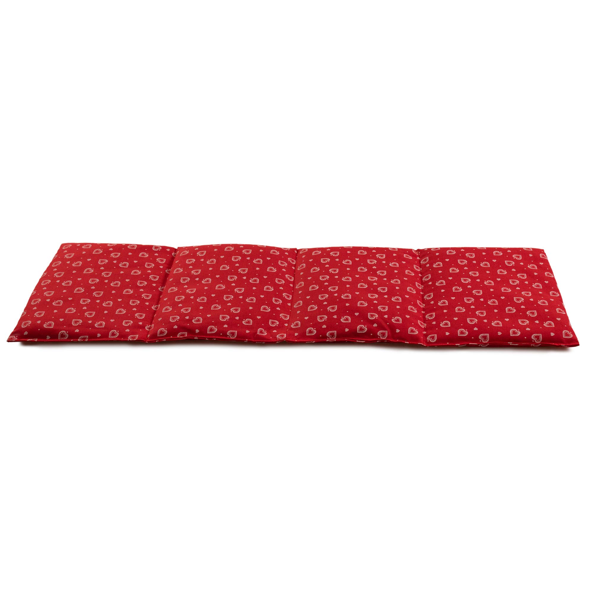 4-Kammer Rapssamenkissen 20x60cm groß - Herzen-rot - Wärmekissen & Kältekissen - Körnerkissen