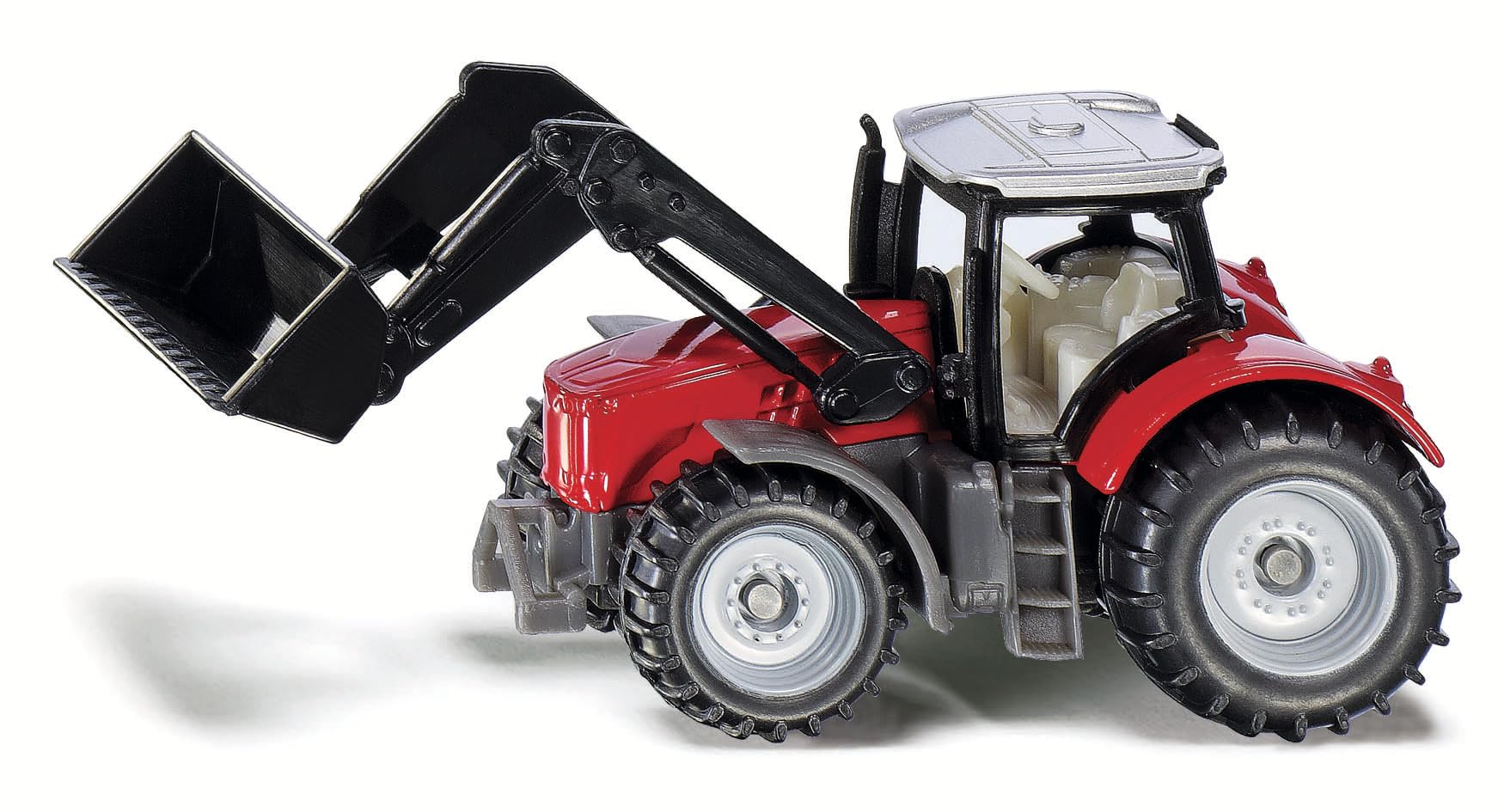 siku 1484, Massey-Ferguson mit Frontlader, Metall/Kunststoff, Rot/Schwarz, Beweglicher Frontlader