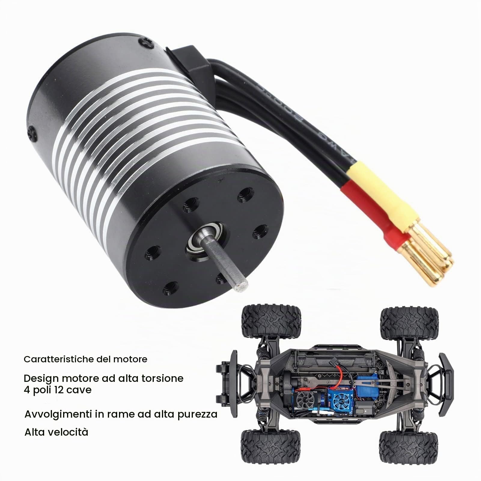 SUNGOOYUE Motore Brushless per Auto 3650 RC, Motore 3500KV Impermeabile a Torsione Grande Ad Alta velocità Accessorio per Auto 1/8 1/10 RC