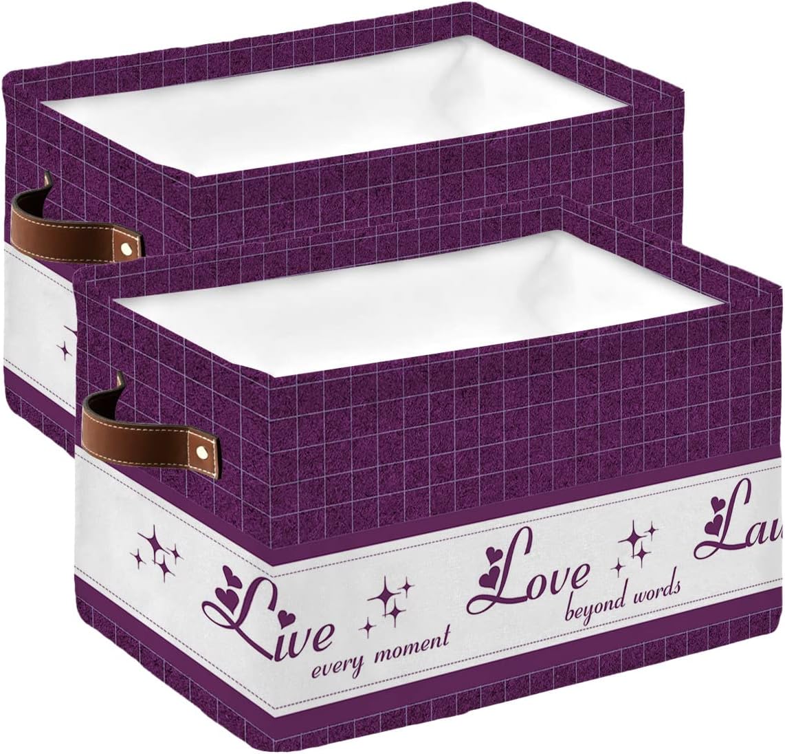 Live Love Laugh Purple Storage Bins with Handles