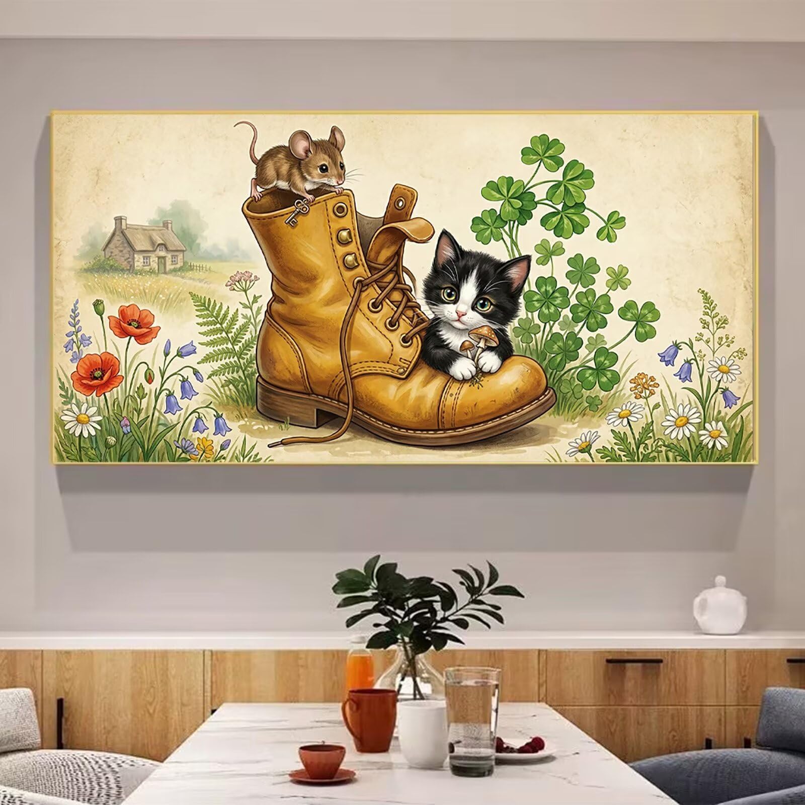 Diamond Painting Schuh, Tier Diamond Painting Erwachsene, 5D Vollbohrer Diamanten Paint by Numbers, Kreatives für Erwachsene Mosaik Bastelset für Home Wand Deko, Geschenke für Frauen, 60x120cm,Cod-719