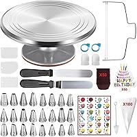 Vista 1 de 237 Pcs Cake Decorating Kit with Aluminium Cake Turntable,Leveler,24 Numbered Icing Tips,2 Spatulas,3 Scrapers,2 Coupler,50 Cupcake Liners,50 Cake