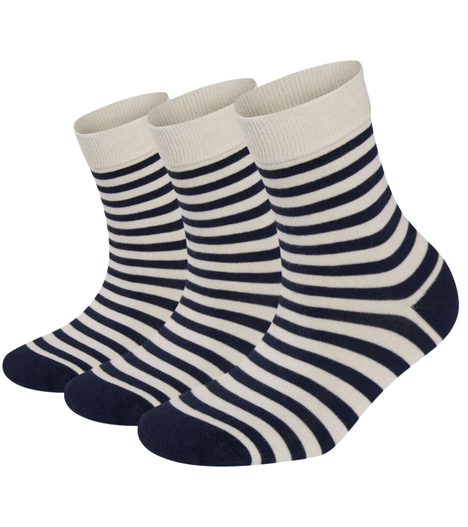 Phoenix Socks 3 Pairs Striped Organic Cotton Socks for Women – Colorful Casual Crew Calf Socks, Stylish Design (36-40)