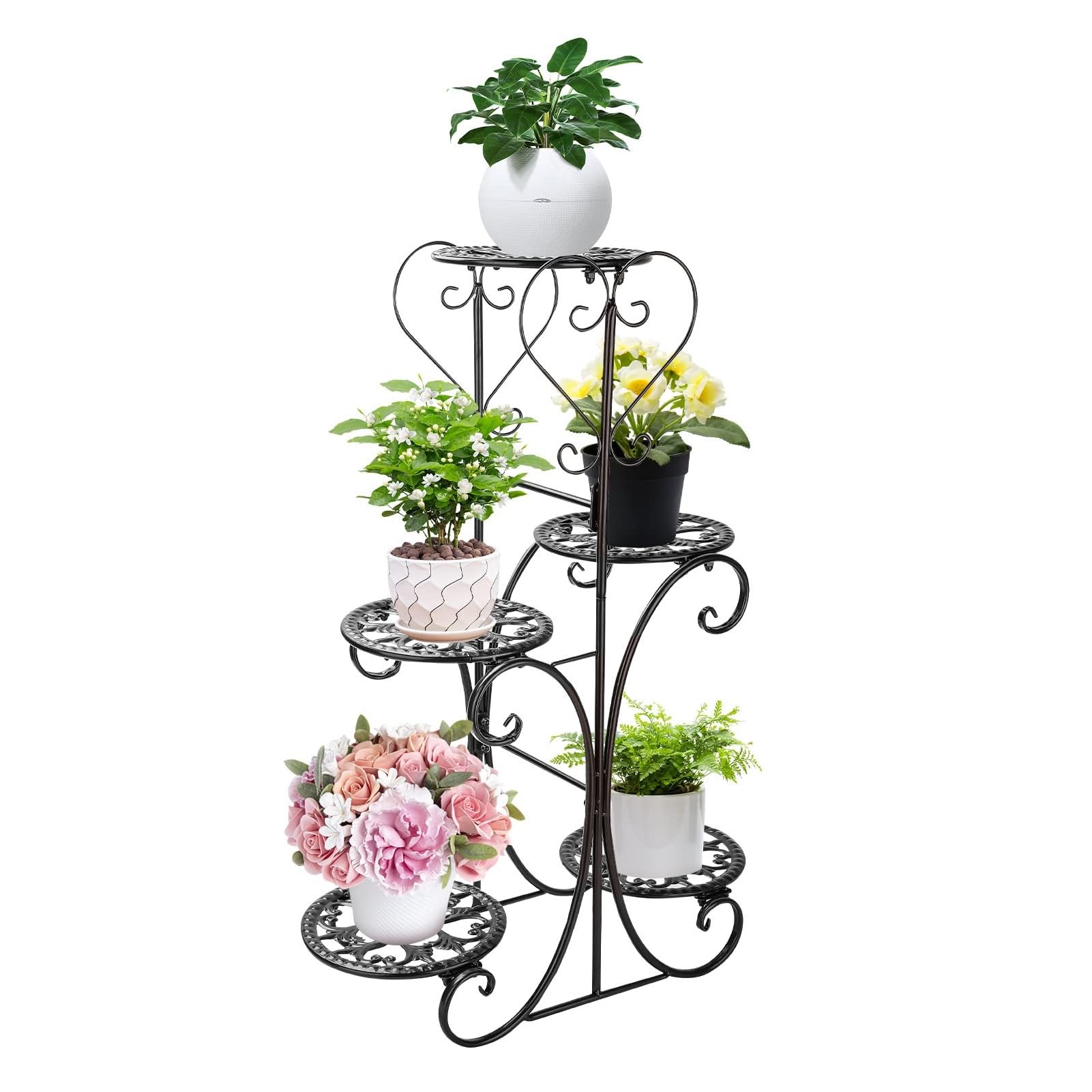 M.J COMFY-LIFE 5 Tier Plant Stand Flower Pot Shelf Rack Holder Garden Christmas Home Décor (Black)