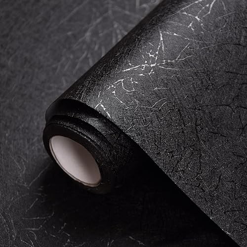 Cohoo Home Black Silk Peel and Stick Wallpaper for Bedroom