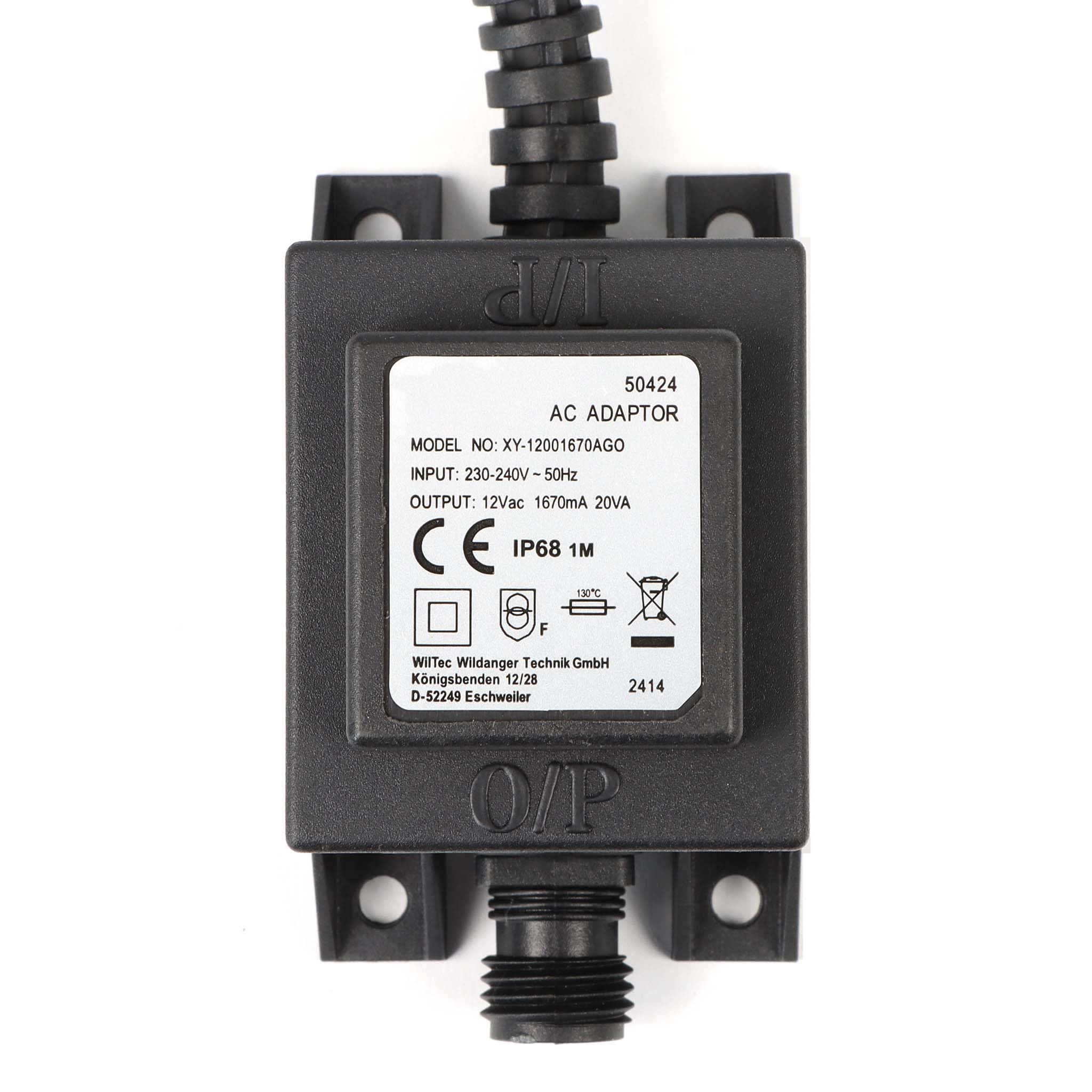 Jebao JBA48V-12-1670U Zasilacz sieciowy dwupinowy IP68 12V 1670mA 20VA AC/AC
