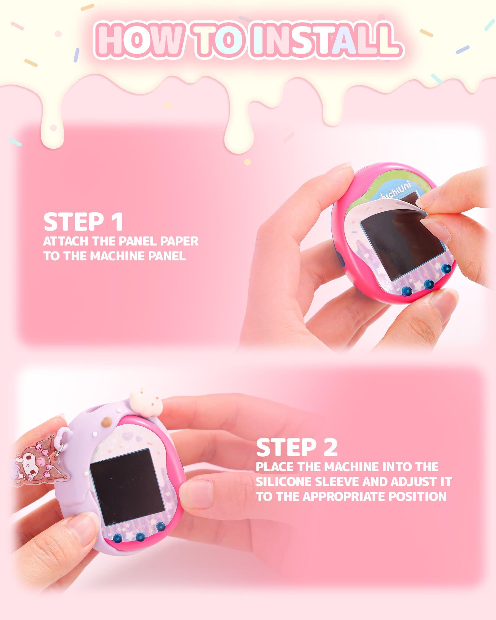 Kuitmor Sweetheart Czekoladowe silikonowe etui kompatybilne z Tamagotchi Uni, miękkie etui ochronne ze wzorem cukierkowego serca, odporne na zarysowania i wstrząsy, skóra do wirtualnego urządzenia dla