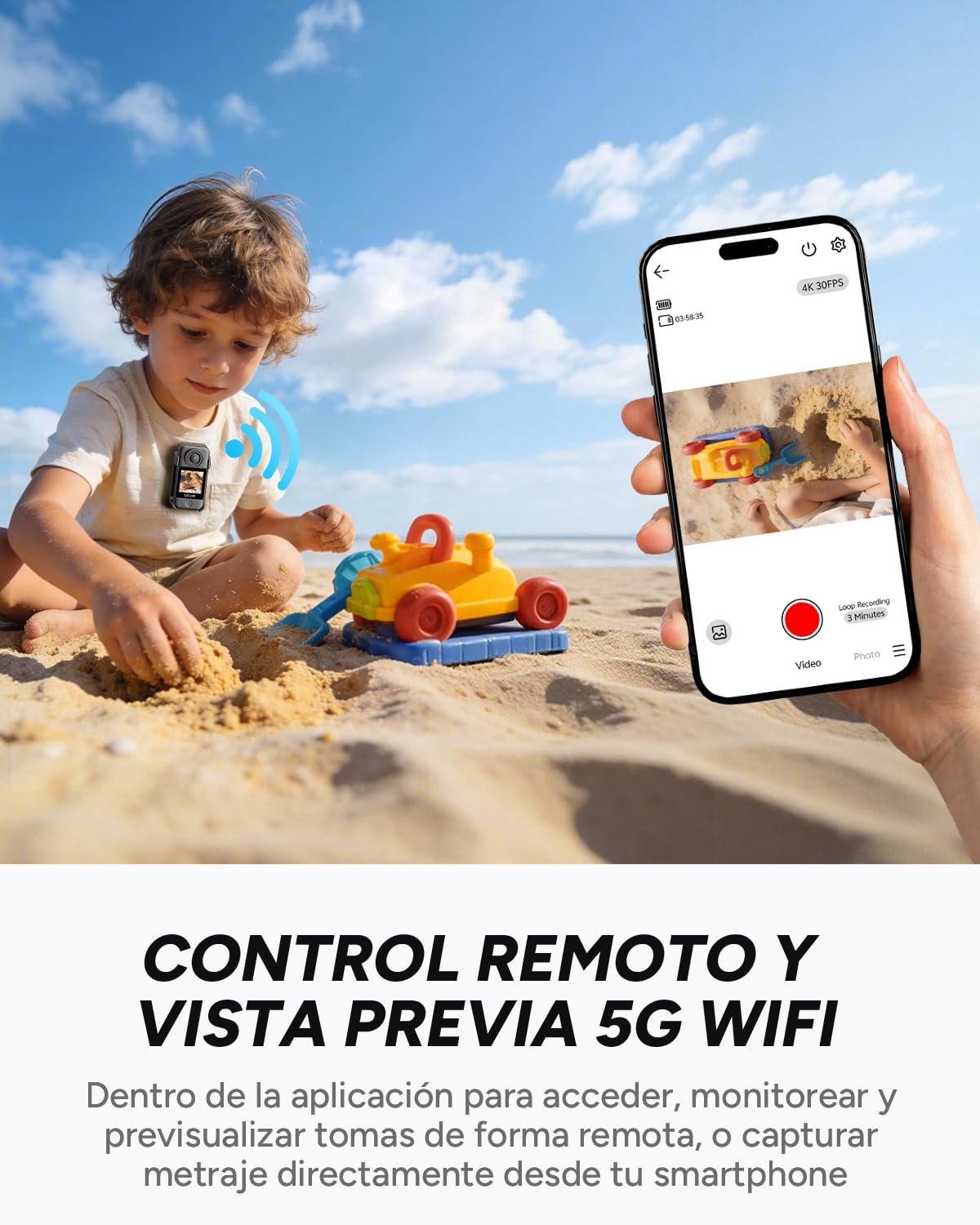 SJCAM C400 Pocket Paquete POV (Sin Tarjeta),Camara Vlog 4K con 172 Min,Pantalla TáctilMini Cámara Deportiva Estabilización de 6 Ejes,Impermeable,Ideal para Vlogs,Viajes y Paseos,Negro