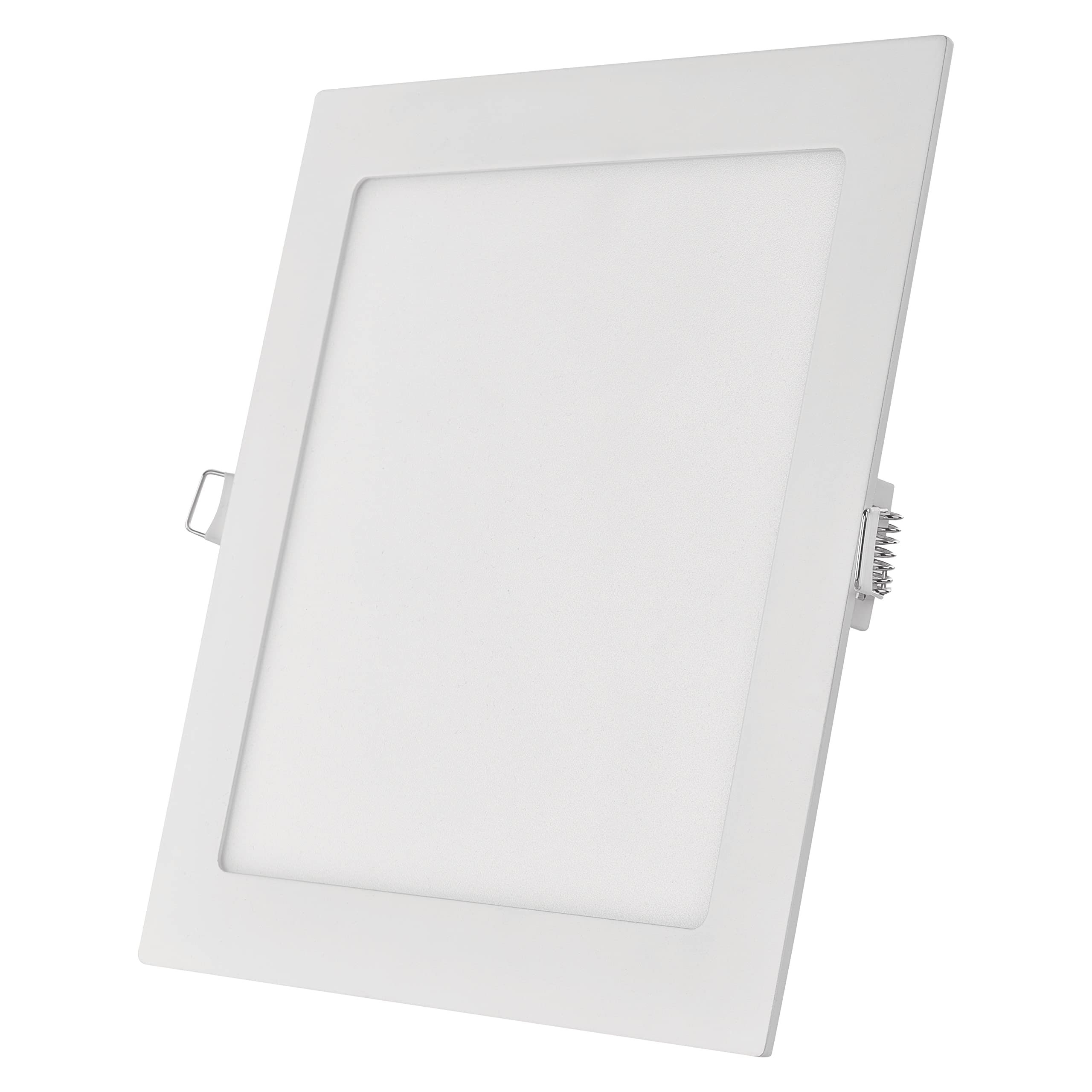 EMOS LED Panel 12,5 W, quadratische 1000 lm Einbauleuchte, Deckenleuchte in Weiß mit Durchmesser 17 cm, extra flach, Einbautiefe 2,1 cm, Lichtfarbe warmweiß 3000 K, inkl. LED-Treiber