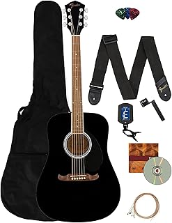 Sponsored Ad - Fender Dreadnought Acoustic Guitar - Black Bundle with Gig Bag, Strap, Strings, String Winder, Picks, Fende...