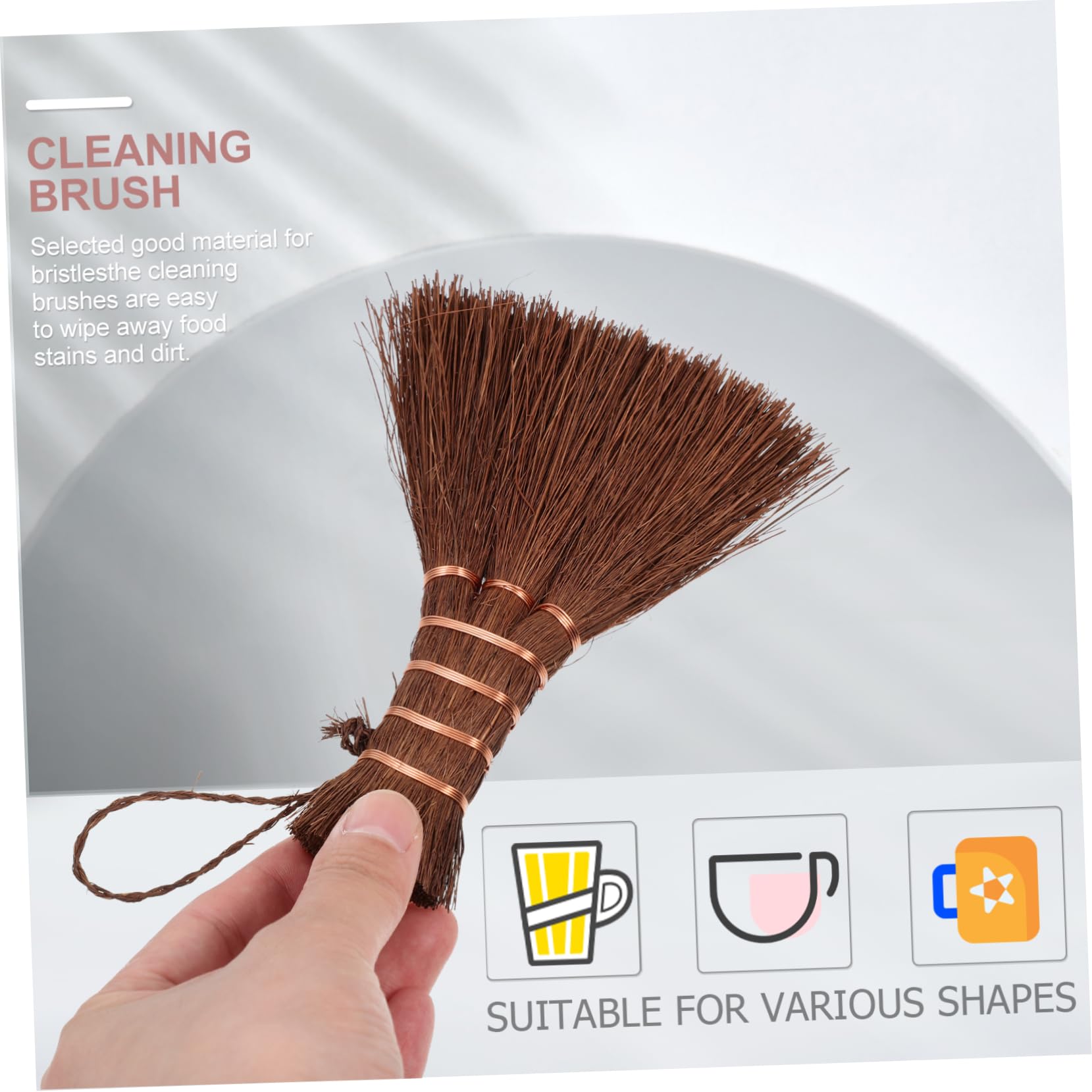 Cabilock 5piezas Cepillo Palma Para Limpieza De Cocina Cepillo De Tazón Hecho Mano Para Platos y Utensilios Diseño Práctico Orificio Para Colgar