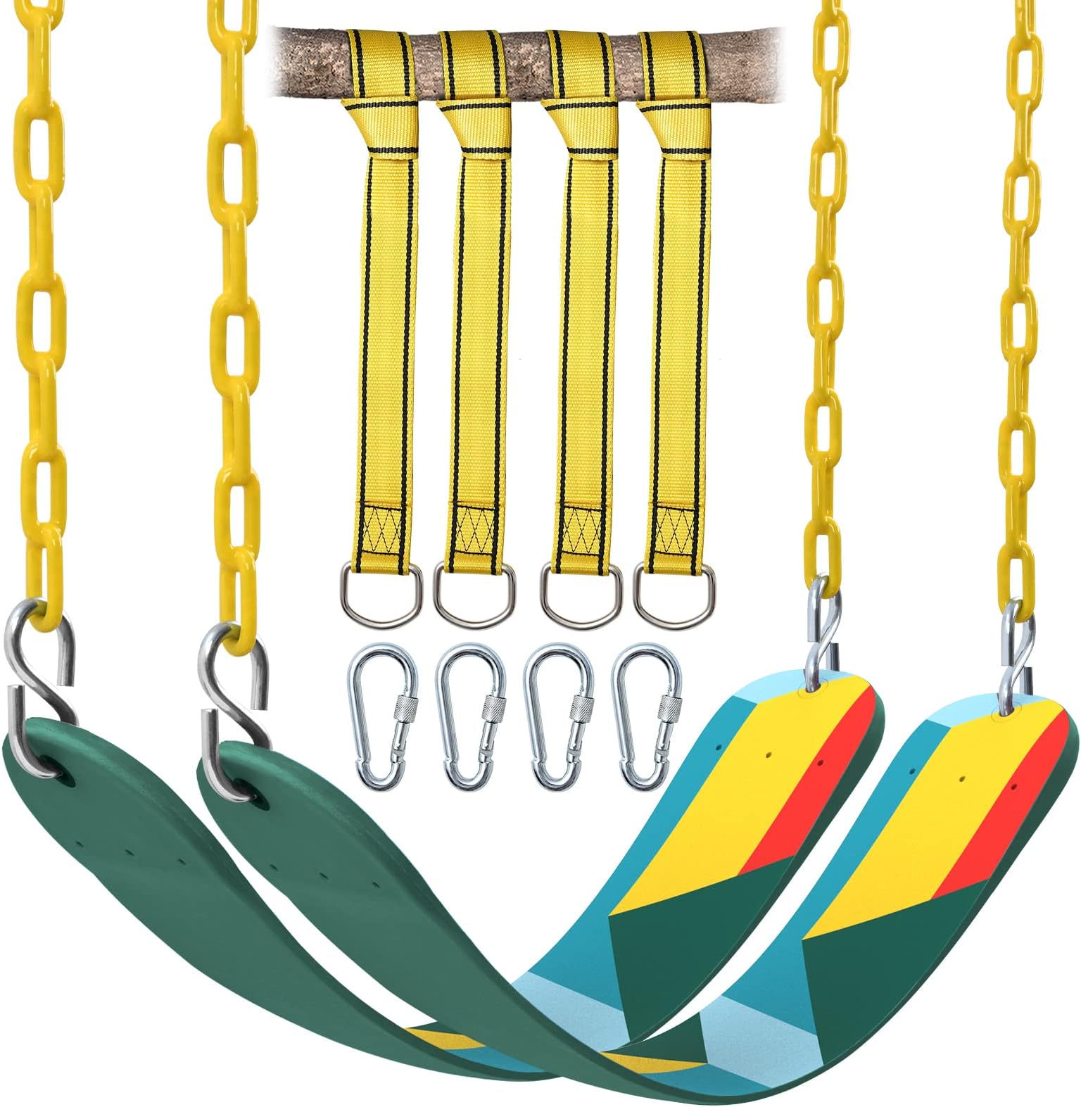 MCBOB Swing Seat, Heavy Duty Swingset Accessories w/AntiPinching Army Green 2 Pack